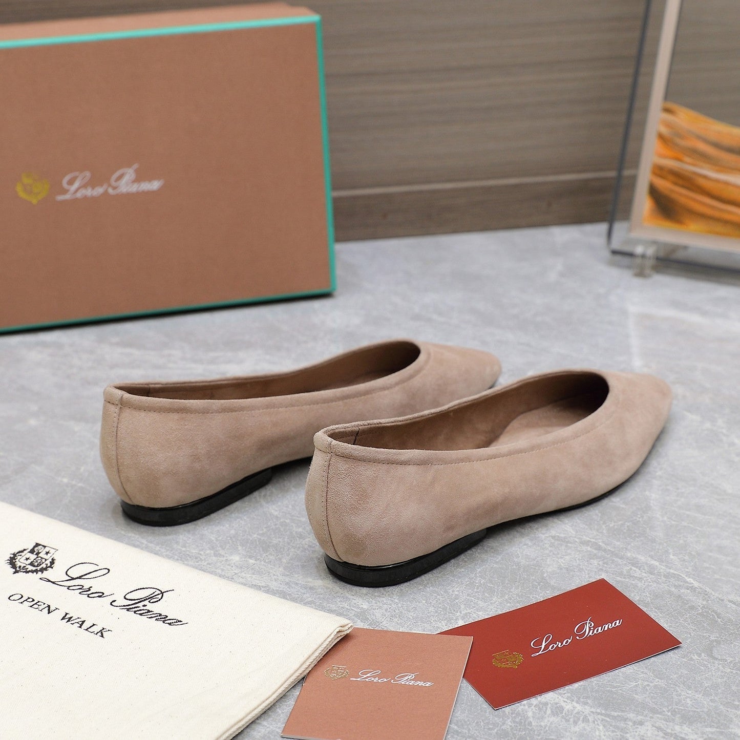 CLASSIC BALLET SHOES IN BEIGE SUEDUE - 35