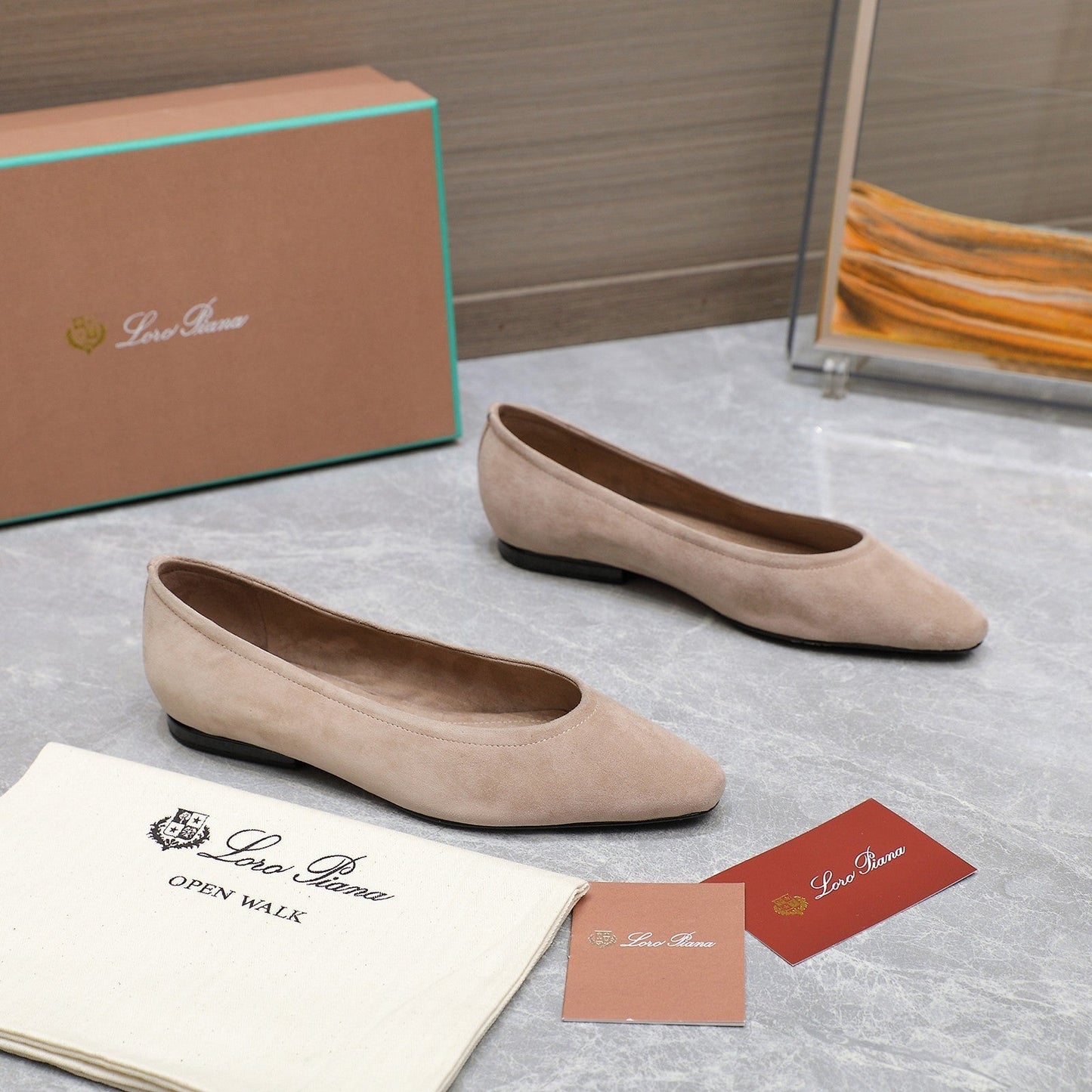 CLASSIC BALLET SHOES IN BEIGE SUEDUE - 35