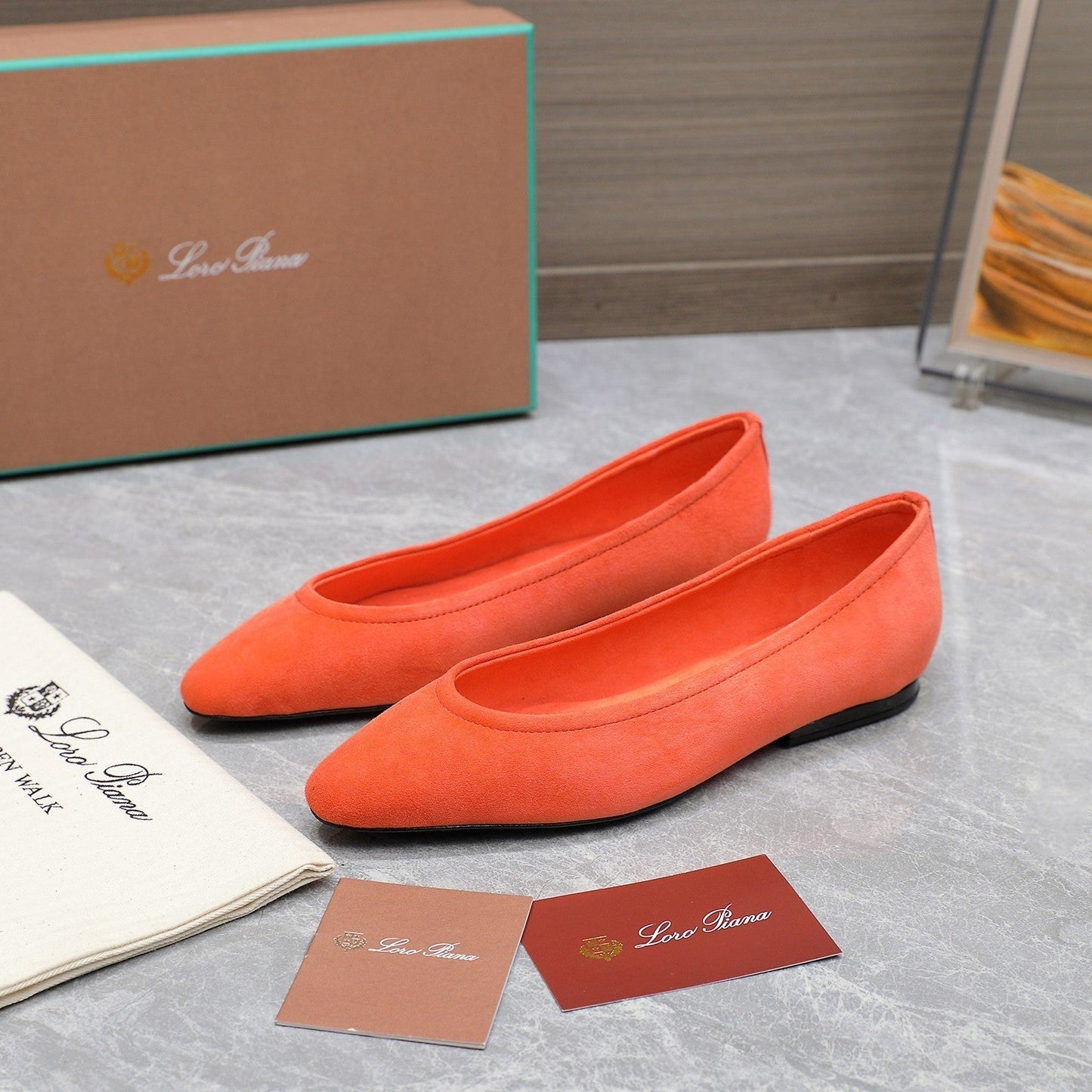 CLASSIC BALLET SHOES IN ORANGE SUEDUE - 35