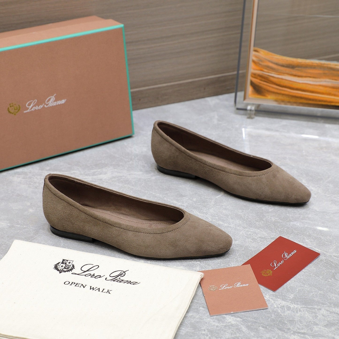 CLASSIC BALLET SHOES IN HEAVY BROWN SUEDUE - 35