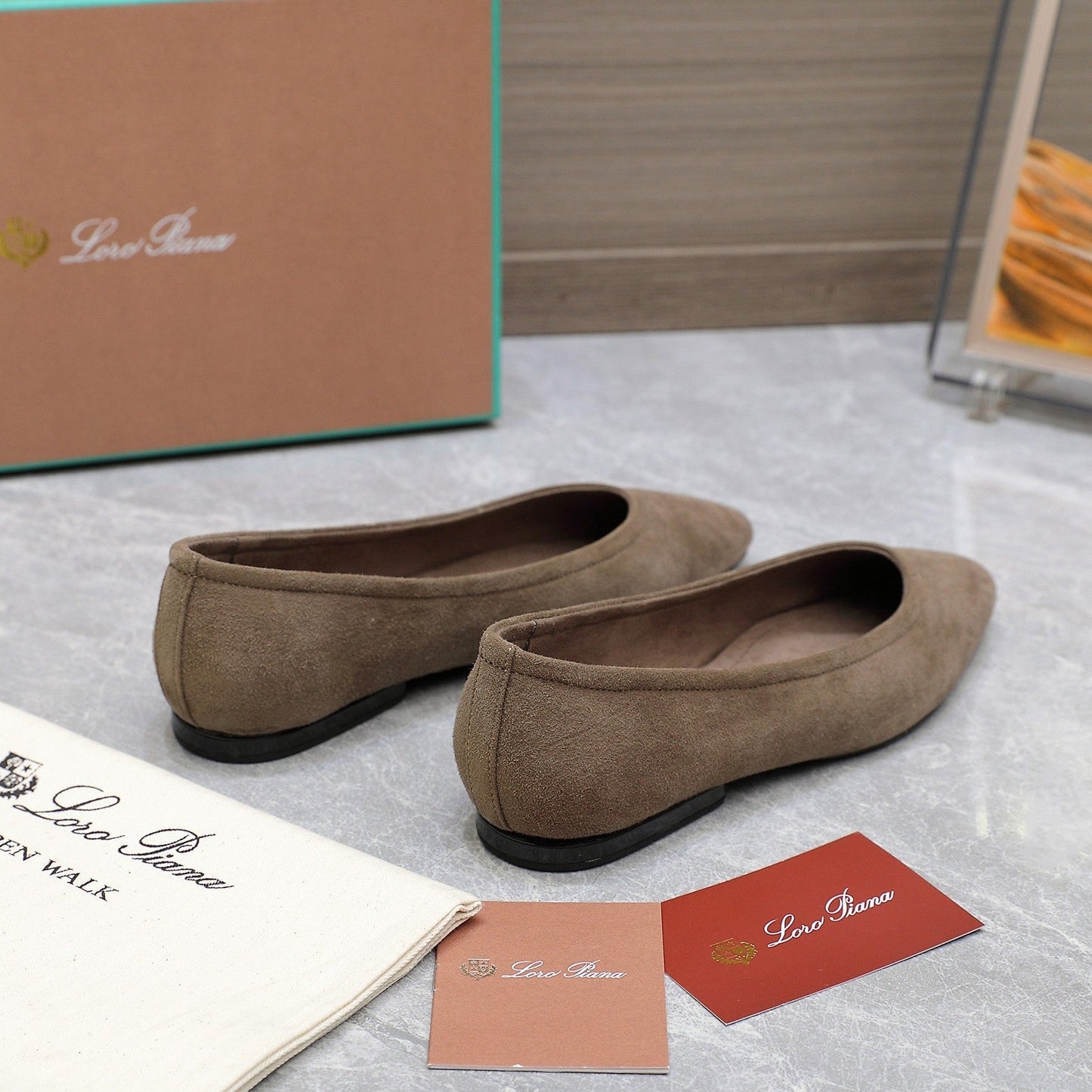 CLASSIC BALLET SHOES IN HEAVY BROWN SUEDE - 35