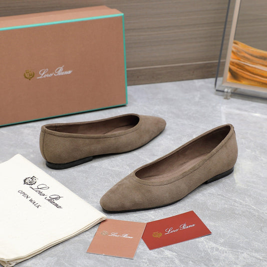 CLASSIC BALLET SHOES IN HEAVY BROWN SUEDE - 35