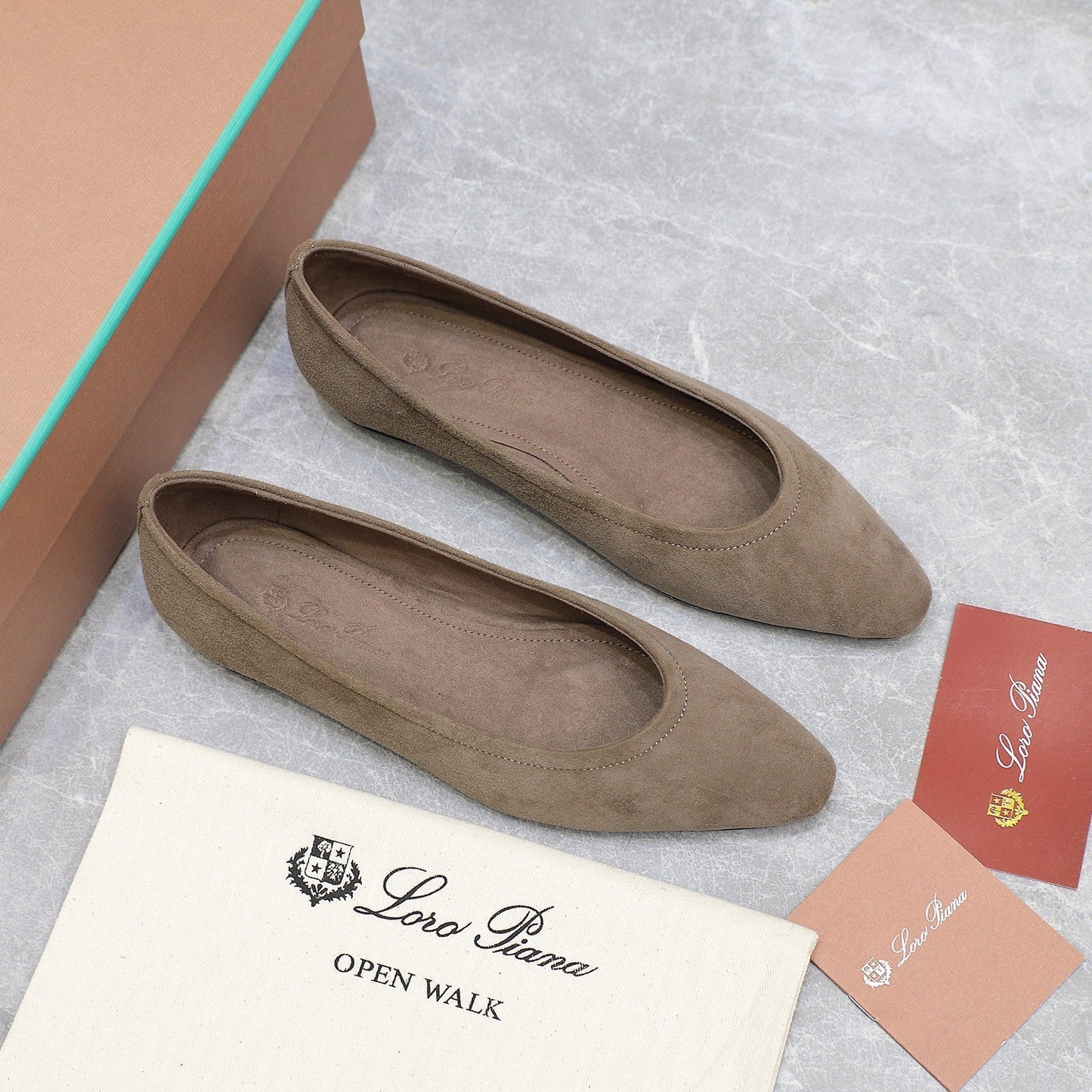 CLASSIC BALLET SHOES IN HEAVY BROWN SUEDUE - 35