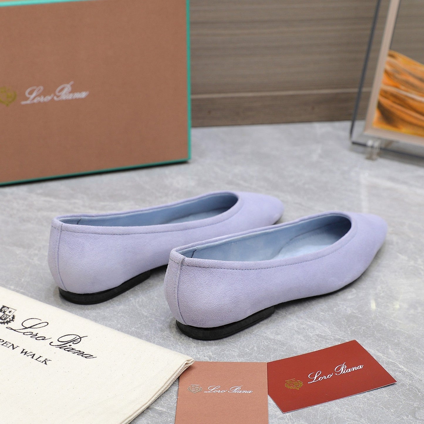 CLASSIC BALLET SHOES IN PASTEL PURPLE SUEDUE - 35