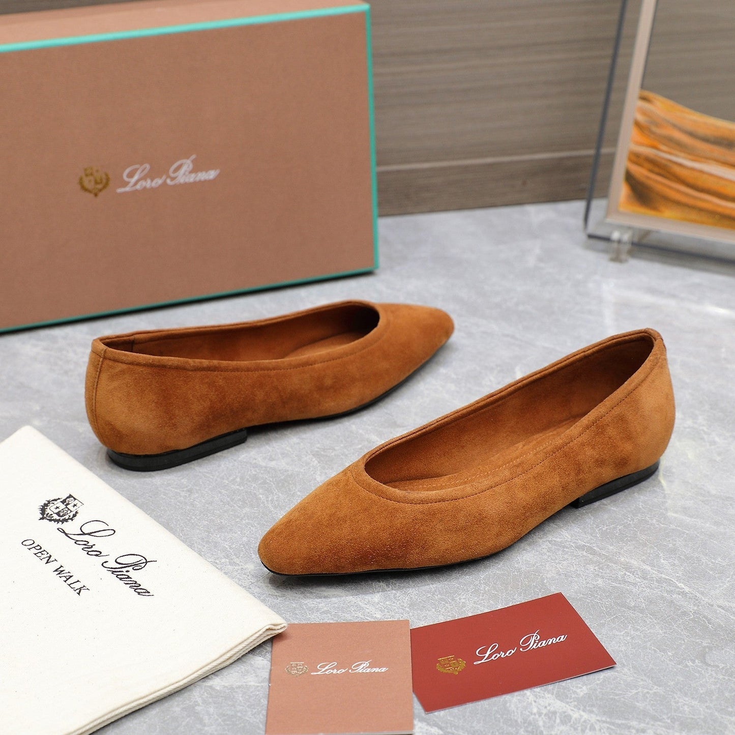 CLASSIC BALLET SHOES IN BRONZE BROWN SUEDUE - 35