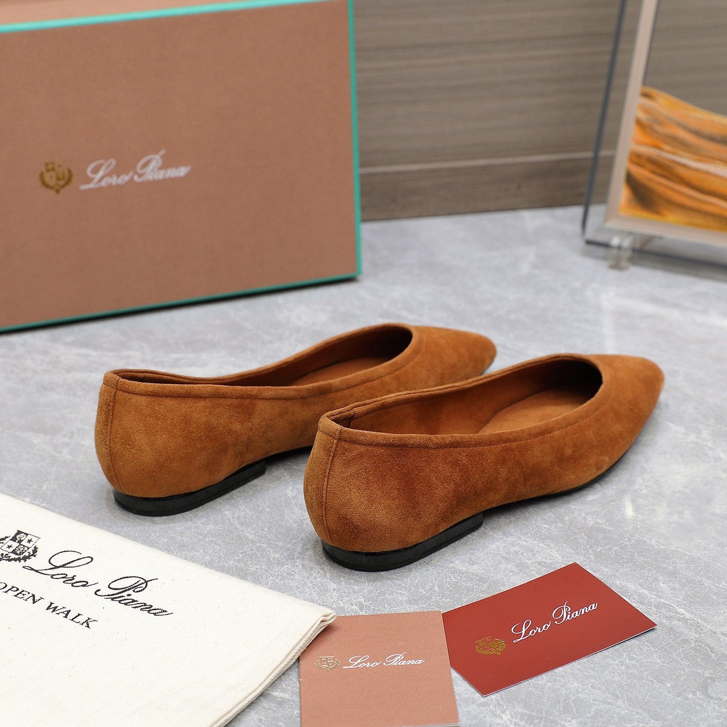 CLASSIC BALLET SHOES IN BRONZE BROWN SUEDUE - 35
