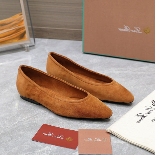 CLASSIC BALLET SHOES IN BRONZE BROWN SUEDE - 35