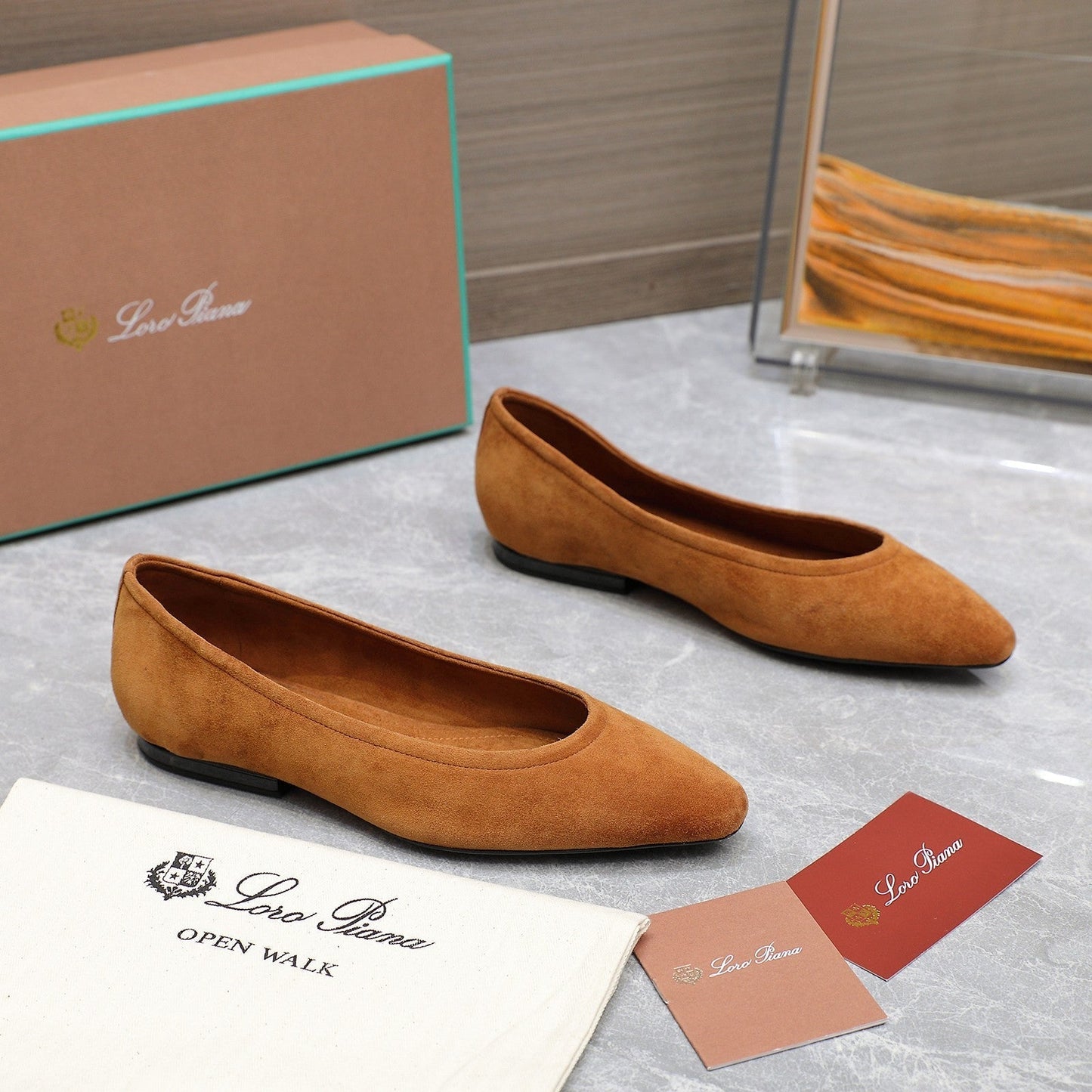 CLASSIC BALLET SHOES IN BRONZE BROWN SUEDE - 35