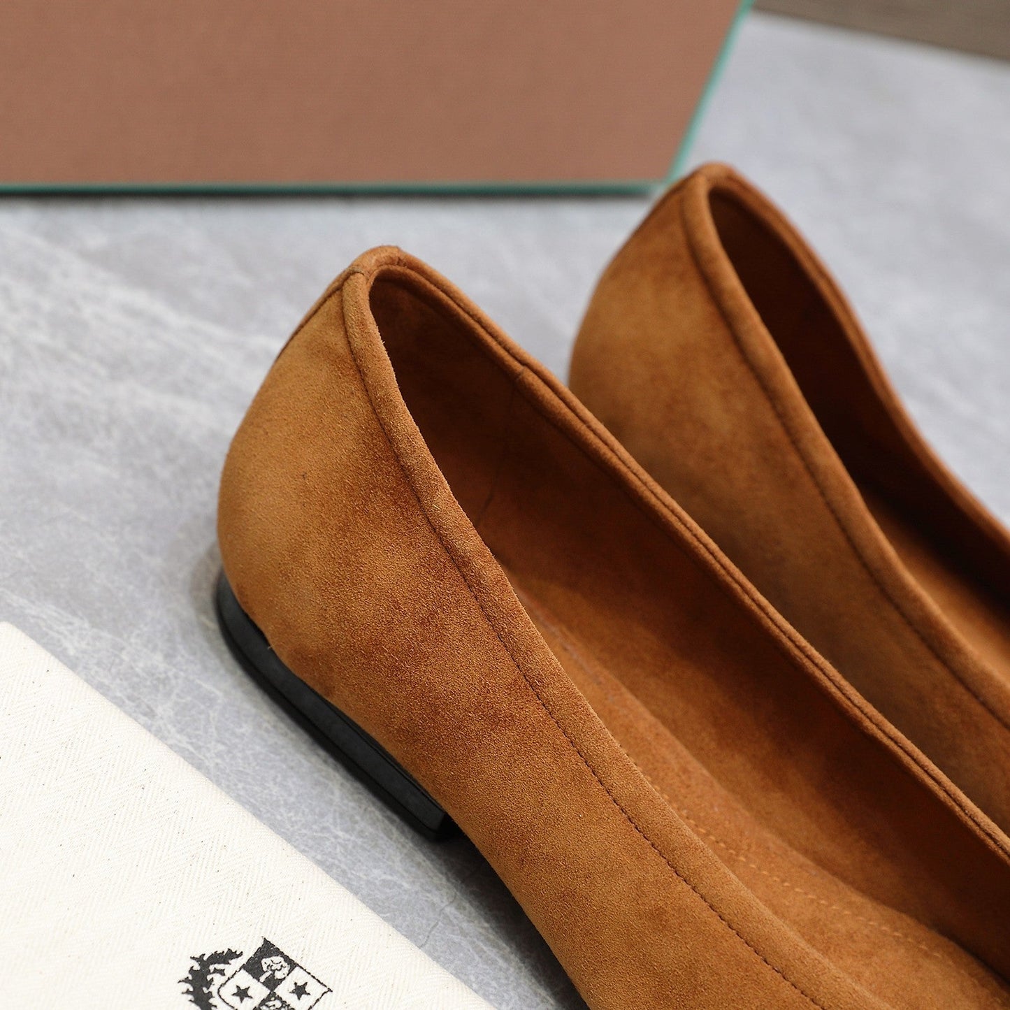 CLASSIC BALLET SHOES IN BRONZE BROWN SUEDUE - 35