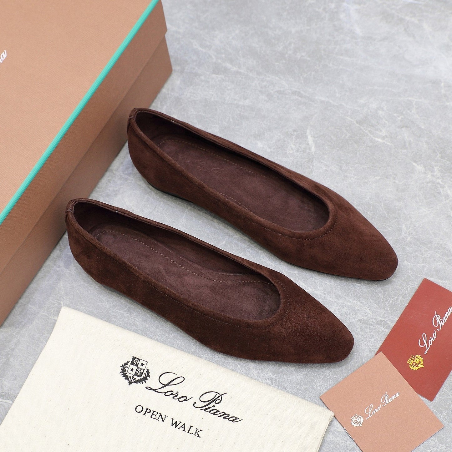 CLASSIC BALLET SHOES IN BROWN SUEDE - 35