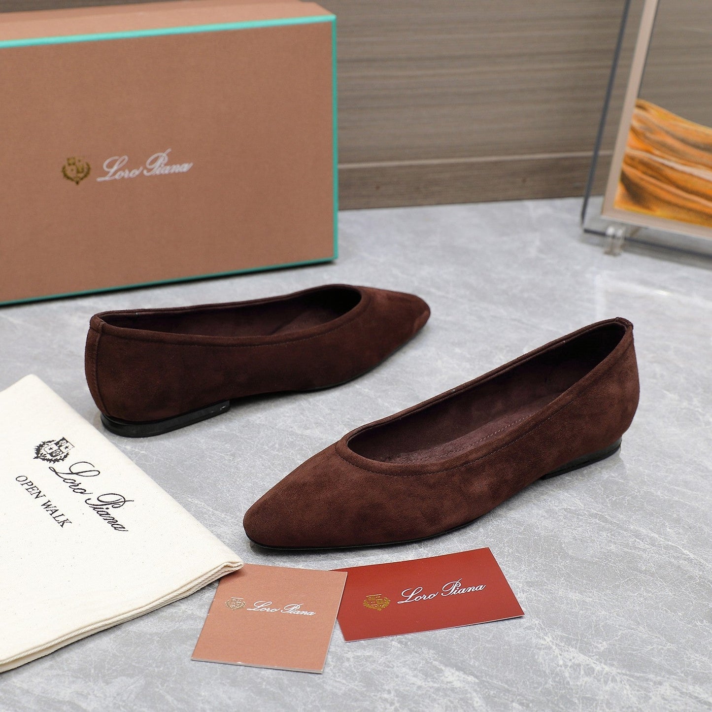 CLASSIC BALLET SHOES IN BROWN SUEDUE - 35