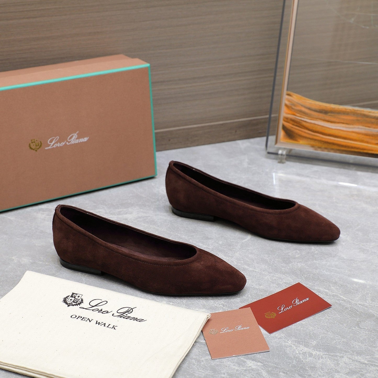 CLASSIC BALLET SHOES IN BROWN SUEDUE - 35