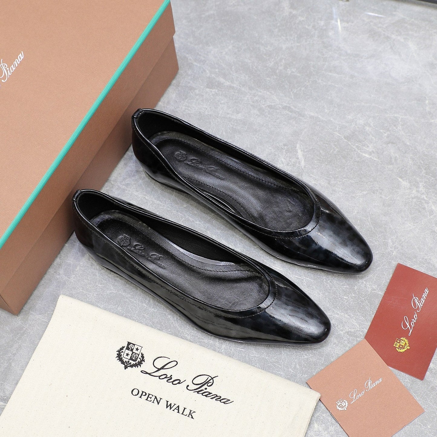 CLASSIC BALLET SHOES IN BLACK LEOPARD GLOSSY LEATHER - 35