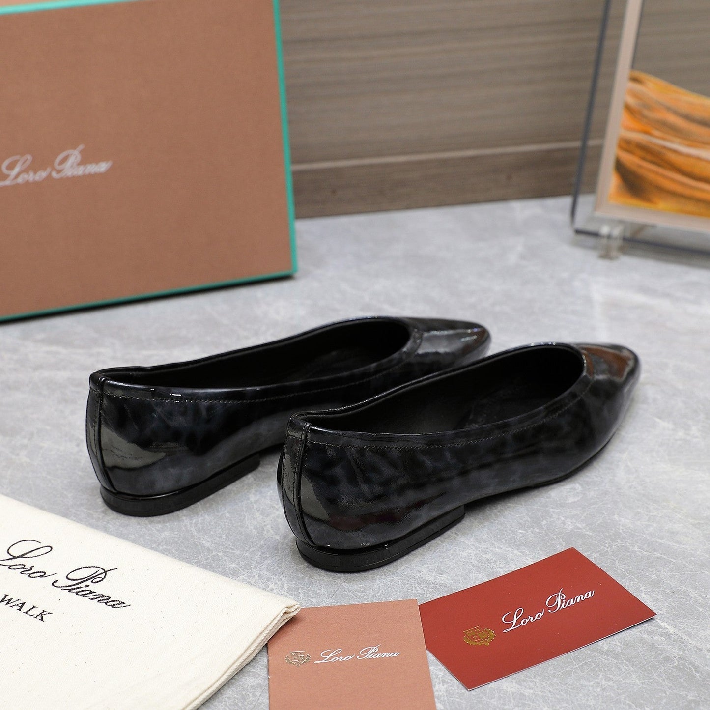CLASSIC BALLET SHOES IN BLACK LEOPARD GLOSSY LEATHER - 35