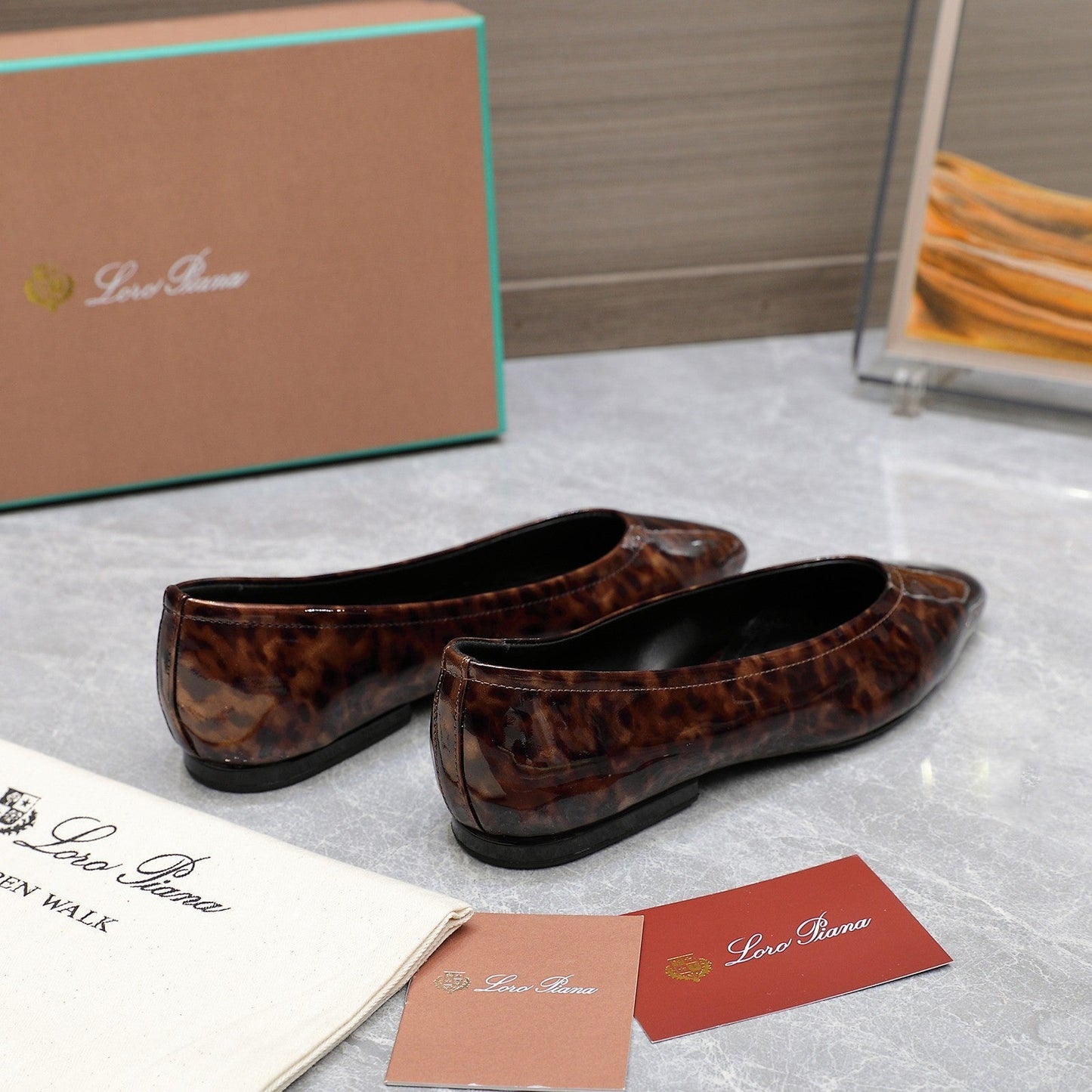 CLASSIC BALLET SHOES IN LEOPARD PRINT GLOSSY LEATHER - 35