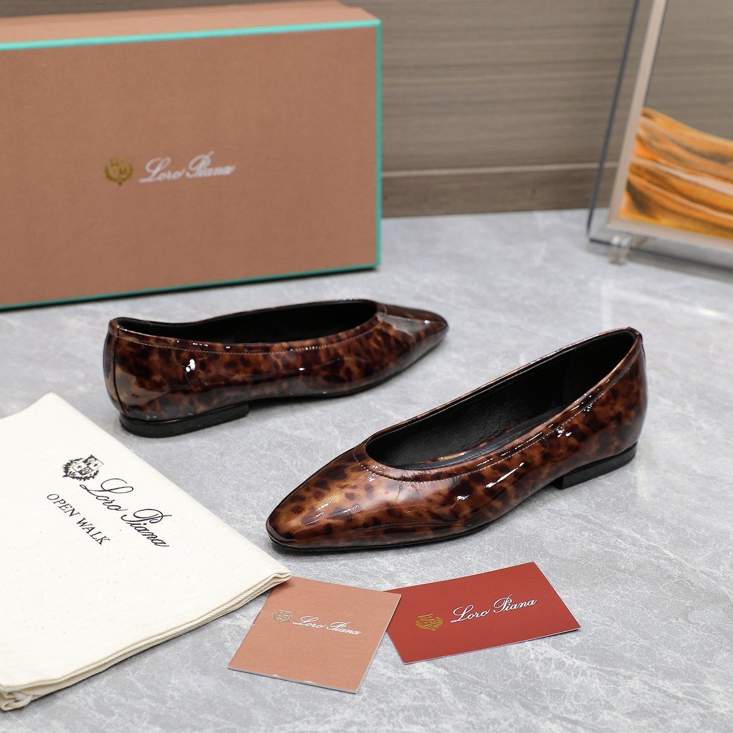 CLASSIC BALLET SHOES IN LEOPARD PRINT GLOSSY LEATHER - 35