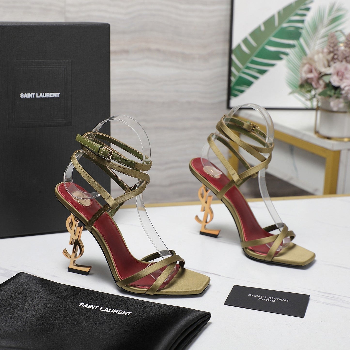 OPYUM SANDALS IN CUBA GOLD SATIN CREPE - 35