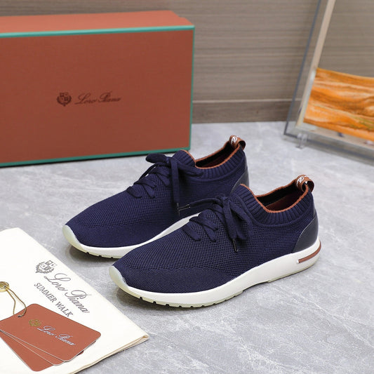 LP LADY FLEXY WALK SNEAKER NAVY BLUE AND ORANGE WOOL CALFSKIN - 35