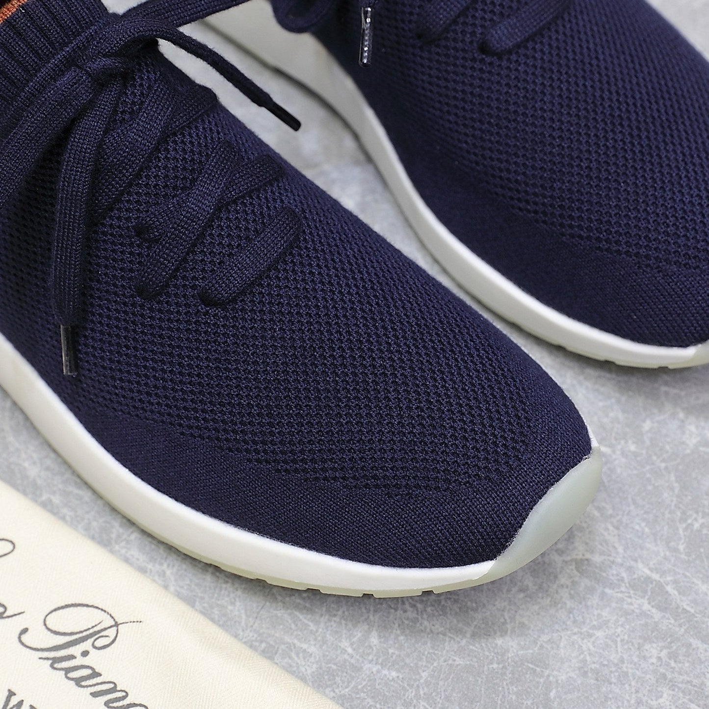 LP LADY FLEXY WALK SNEAKER NAVY BLUE AND ORANGE WOOL CALFSKIN - 35