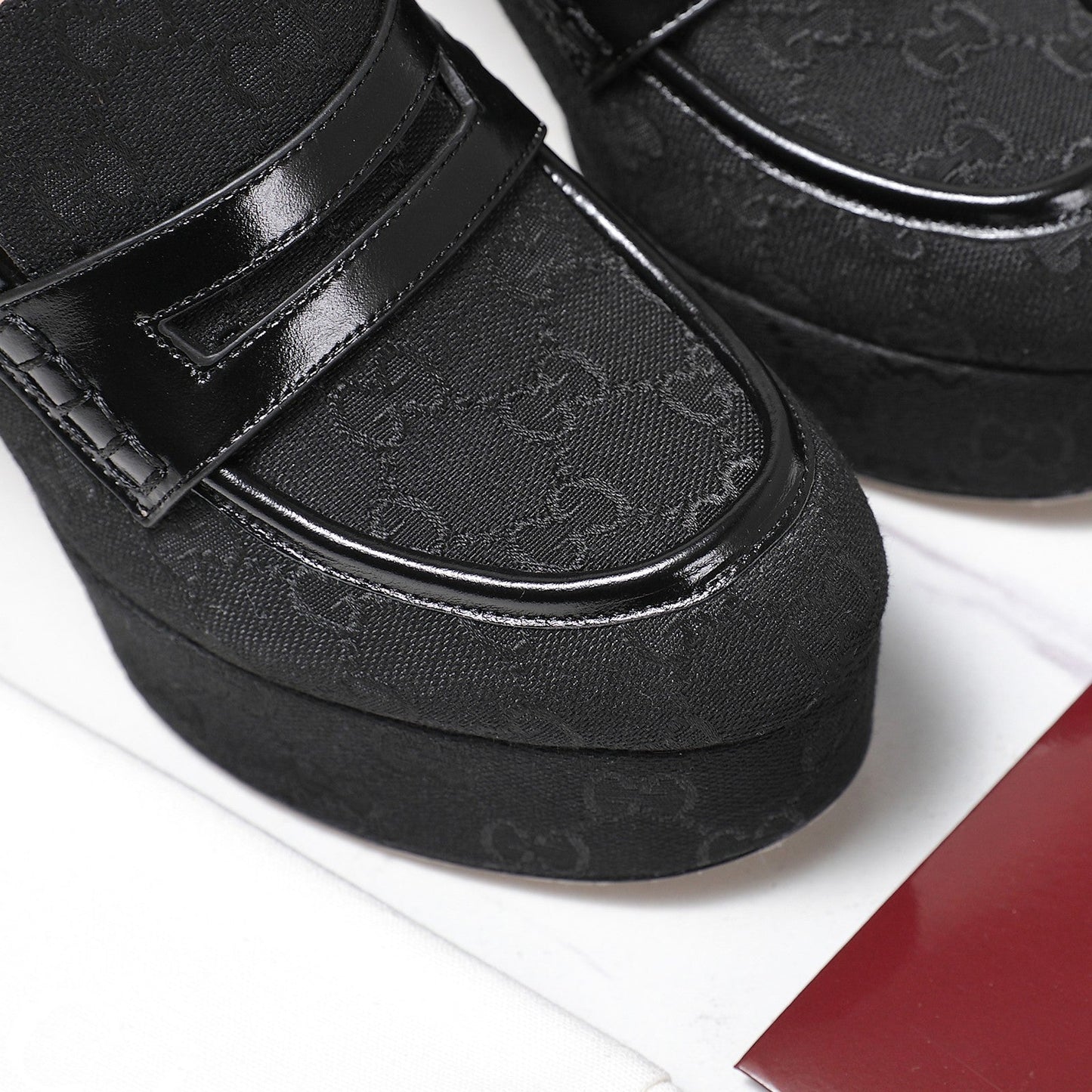 GG CLASSIC HIGH HEELS 110 IN BLACK WITH LOGO PRINT - 35