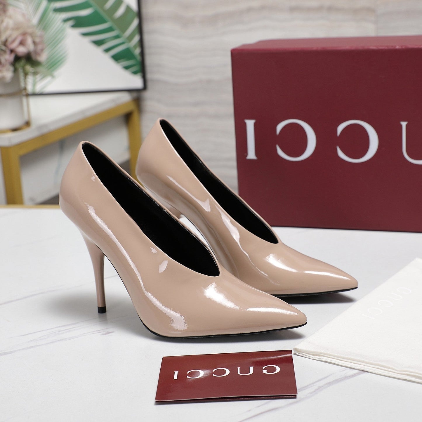 GG CLASSIC HIGH HEEL 105 IN BEIGE LAMBSKIN - 35