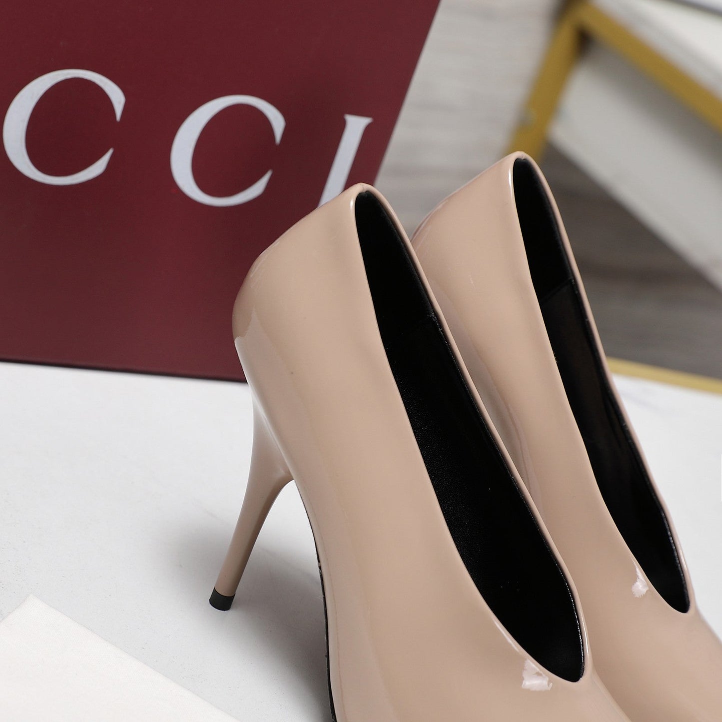 GG CLASSIC HIGH HEEL 105 IN BEIGE LAMBSKIN - 35