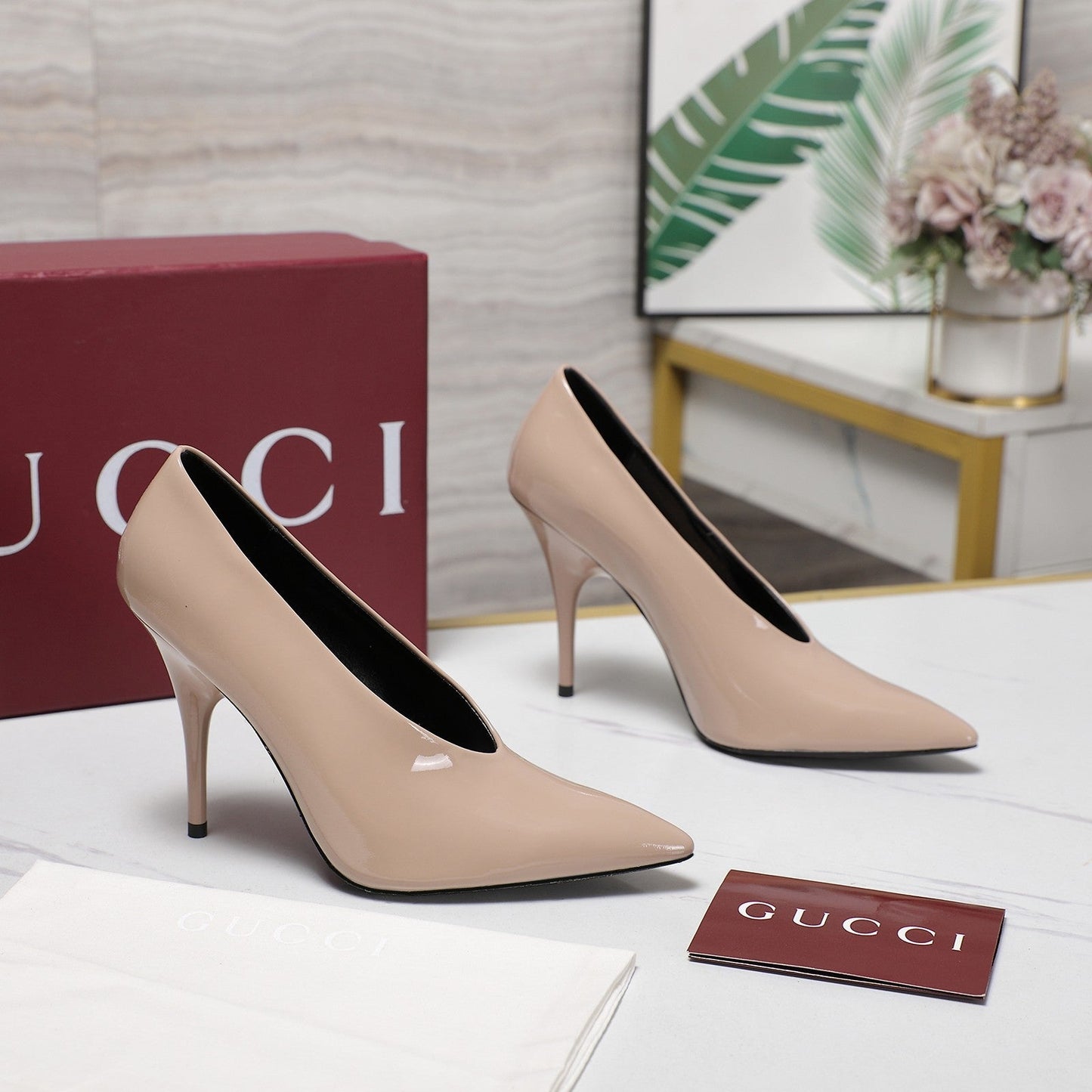 GG CLASSIC HIGH HEEL 105 IN BEIGE LAMBSKIN - 35