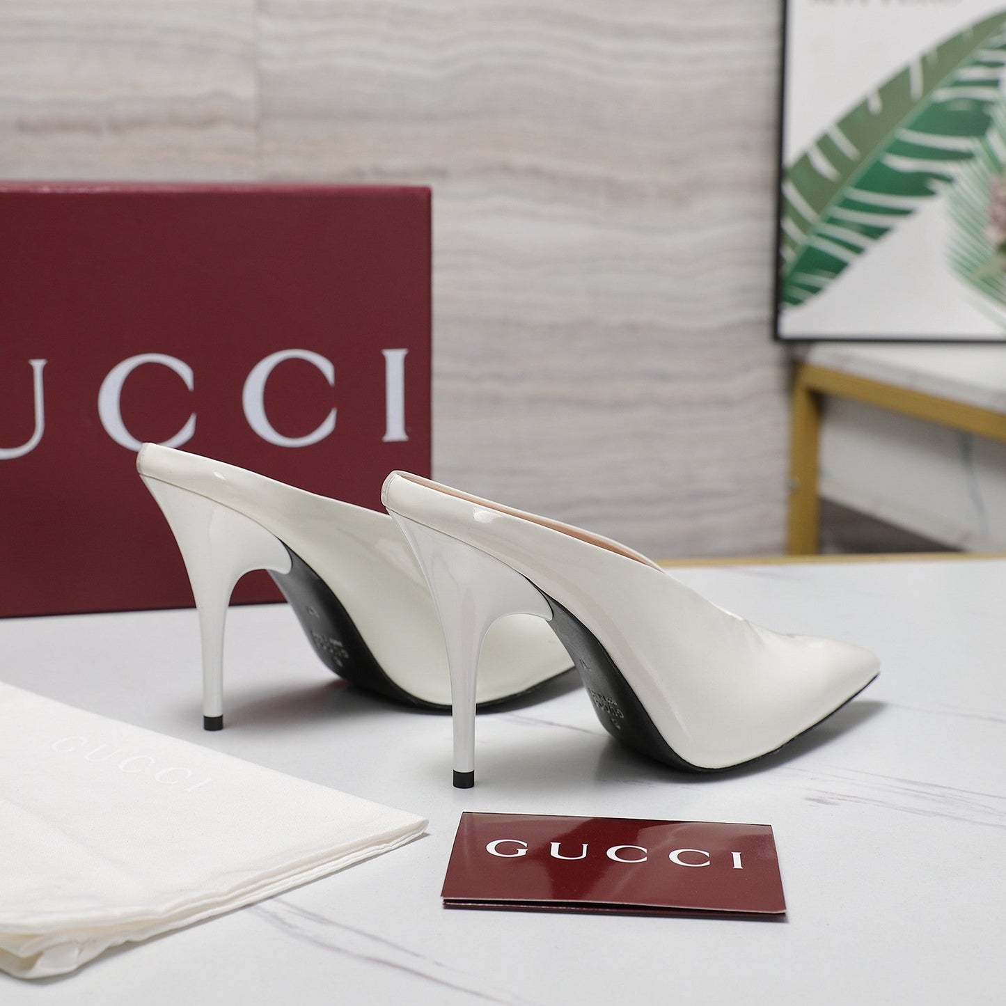 GG HEELED MULES 105 IN WHITE CALFSKIN - 35