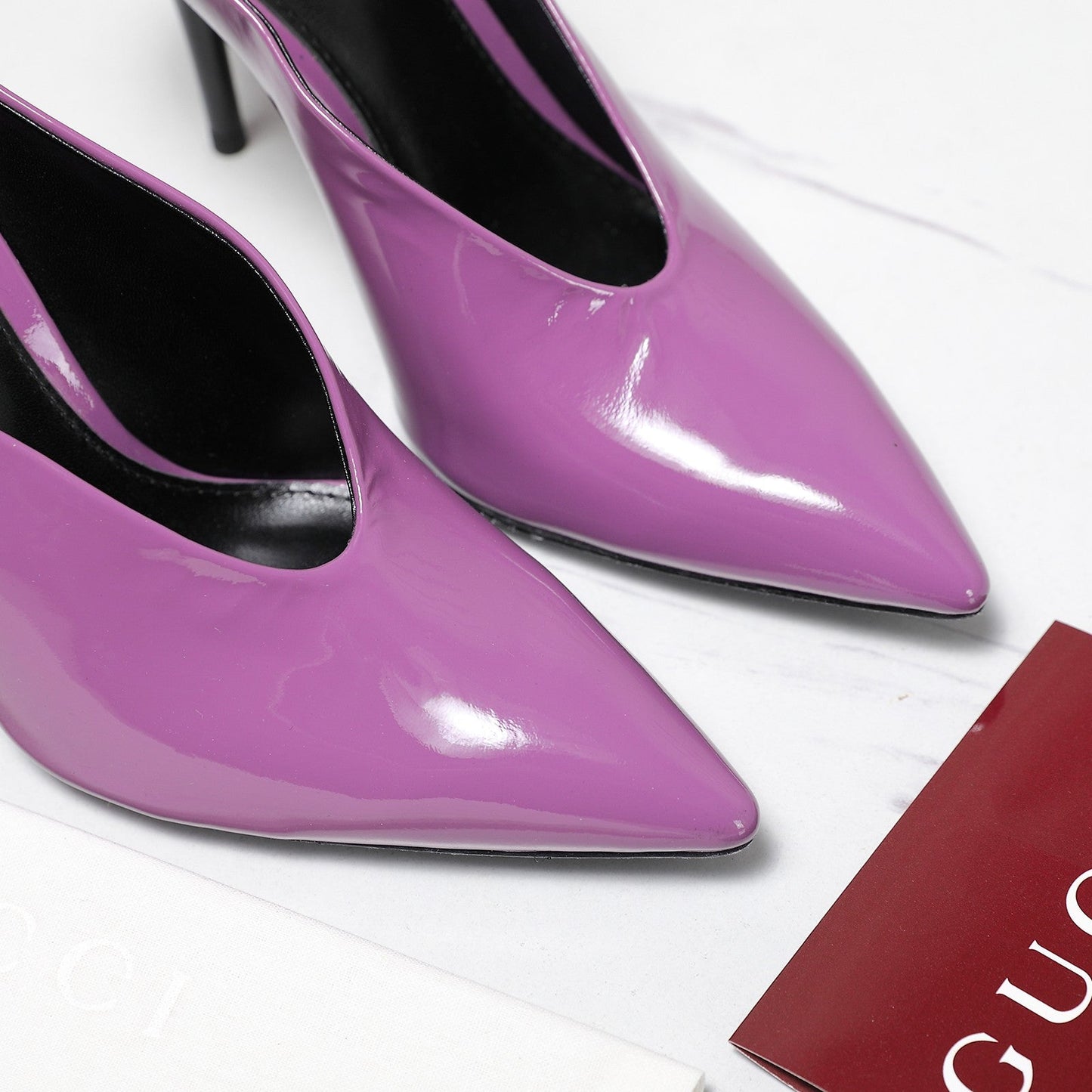 GG HEELED MULES 105 IN PURPLE CALFSKIN - 35