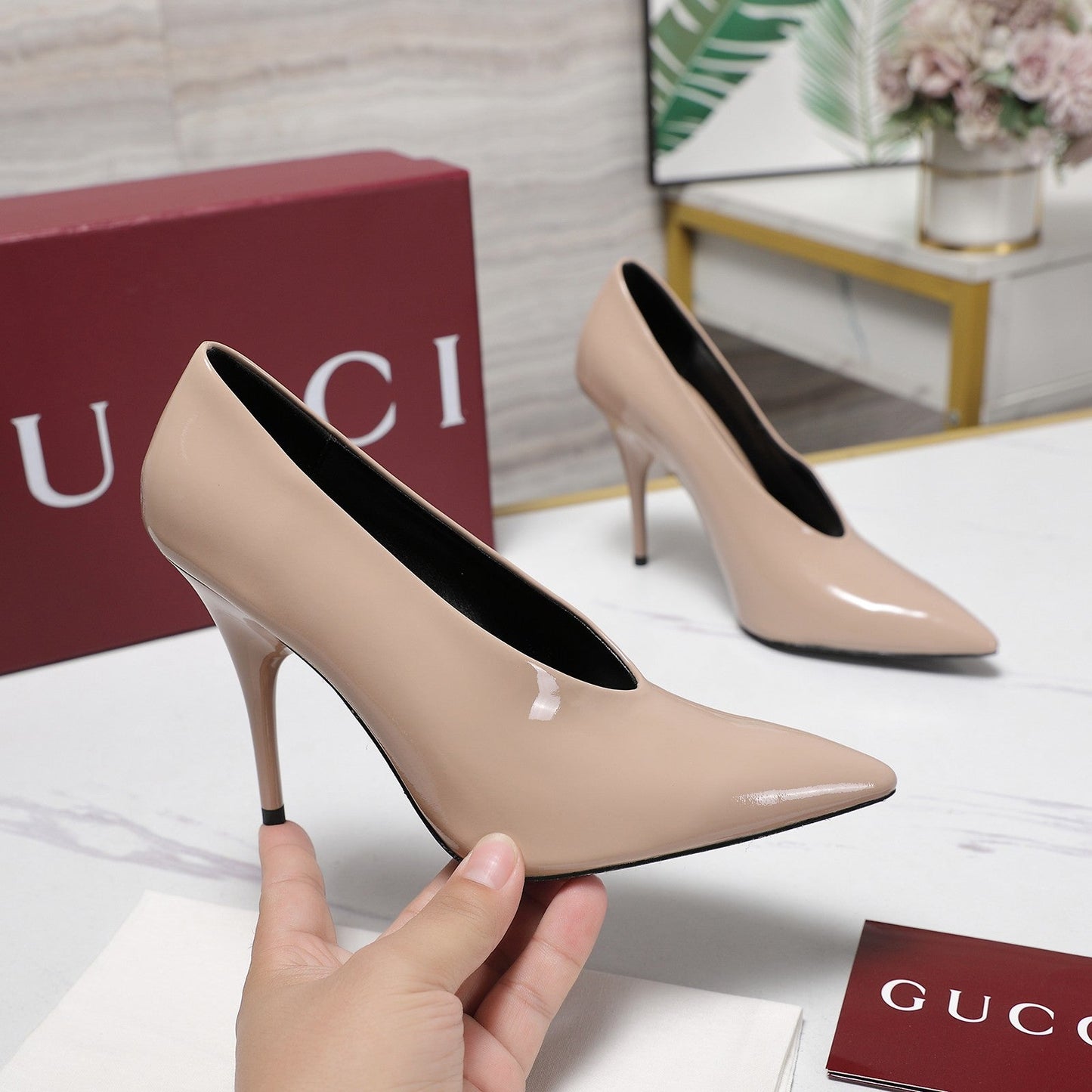GG CLASSIC HIGH HEEL 105 IN BEIGE LAMBSKIN - 35