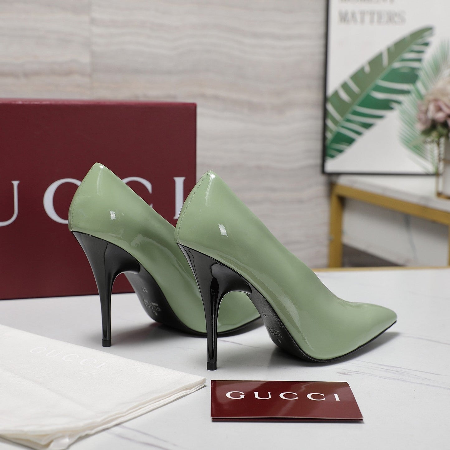 GG CLASSIC HIGH HEEL 105 IN PISTACHIO GREEN LAMBSKIN - 35