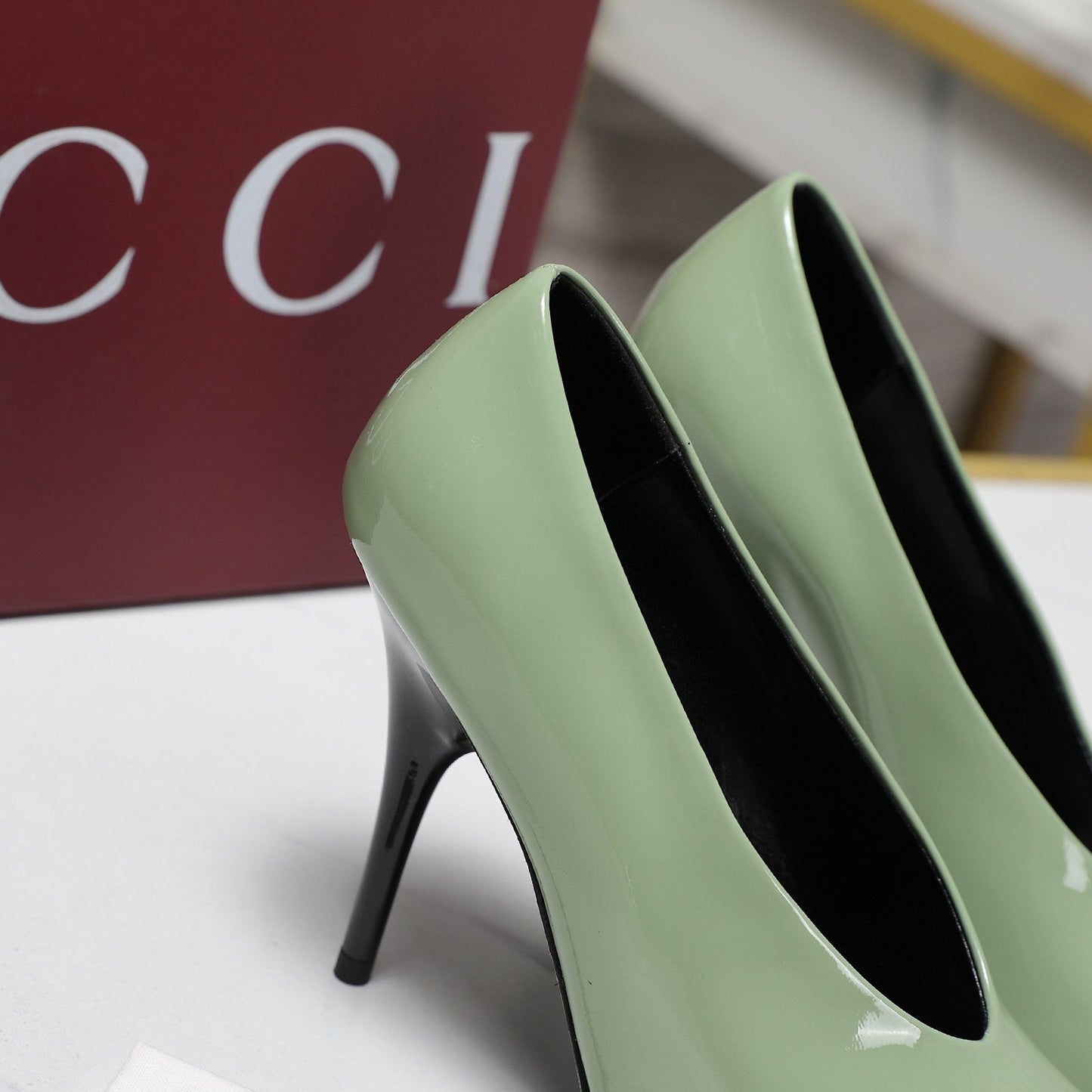 GG CLASSIC HIGH HEEL 105 IN PISTACHIO GREEN LAMBSKIN - 35