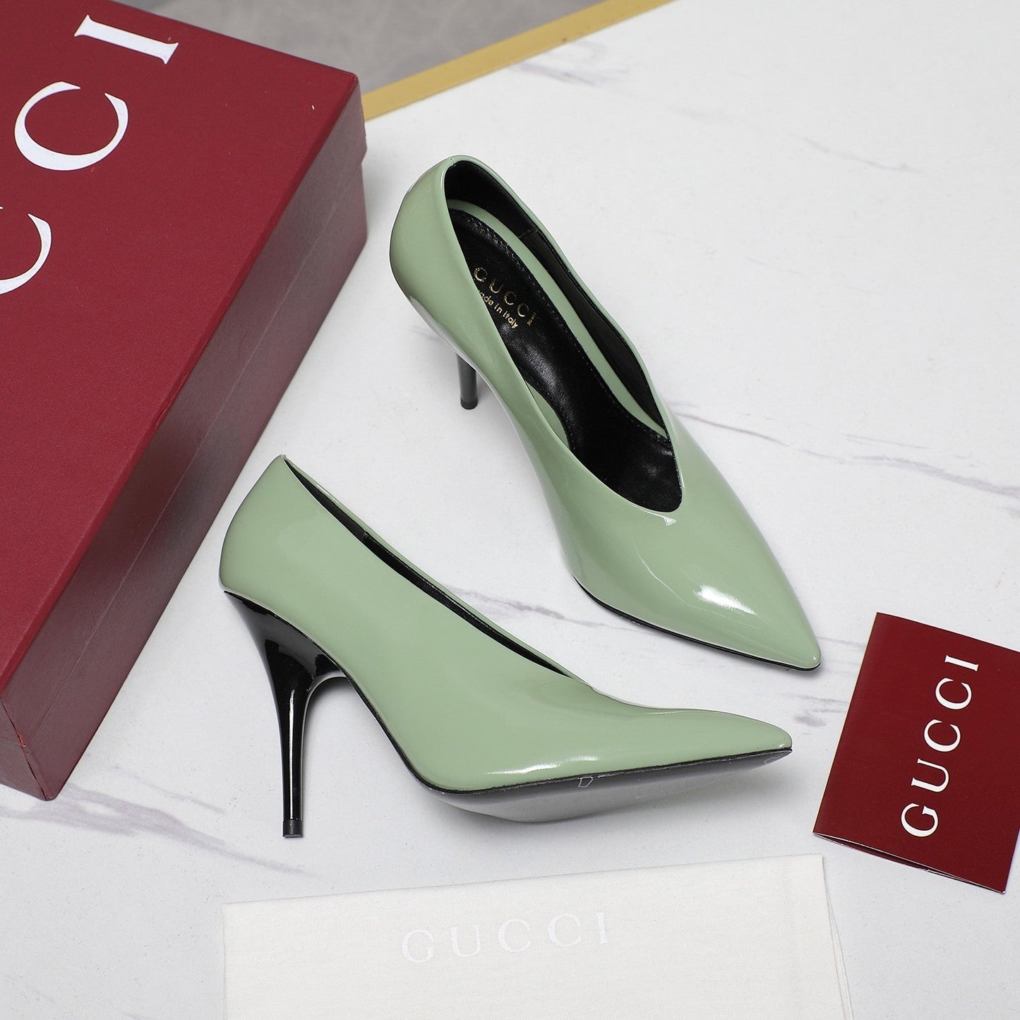GG CLASSIC HIGH HEEL 105 IN PISTACHIO GREEN LAMBSKIN - 35