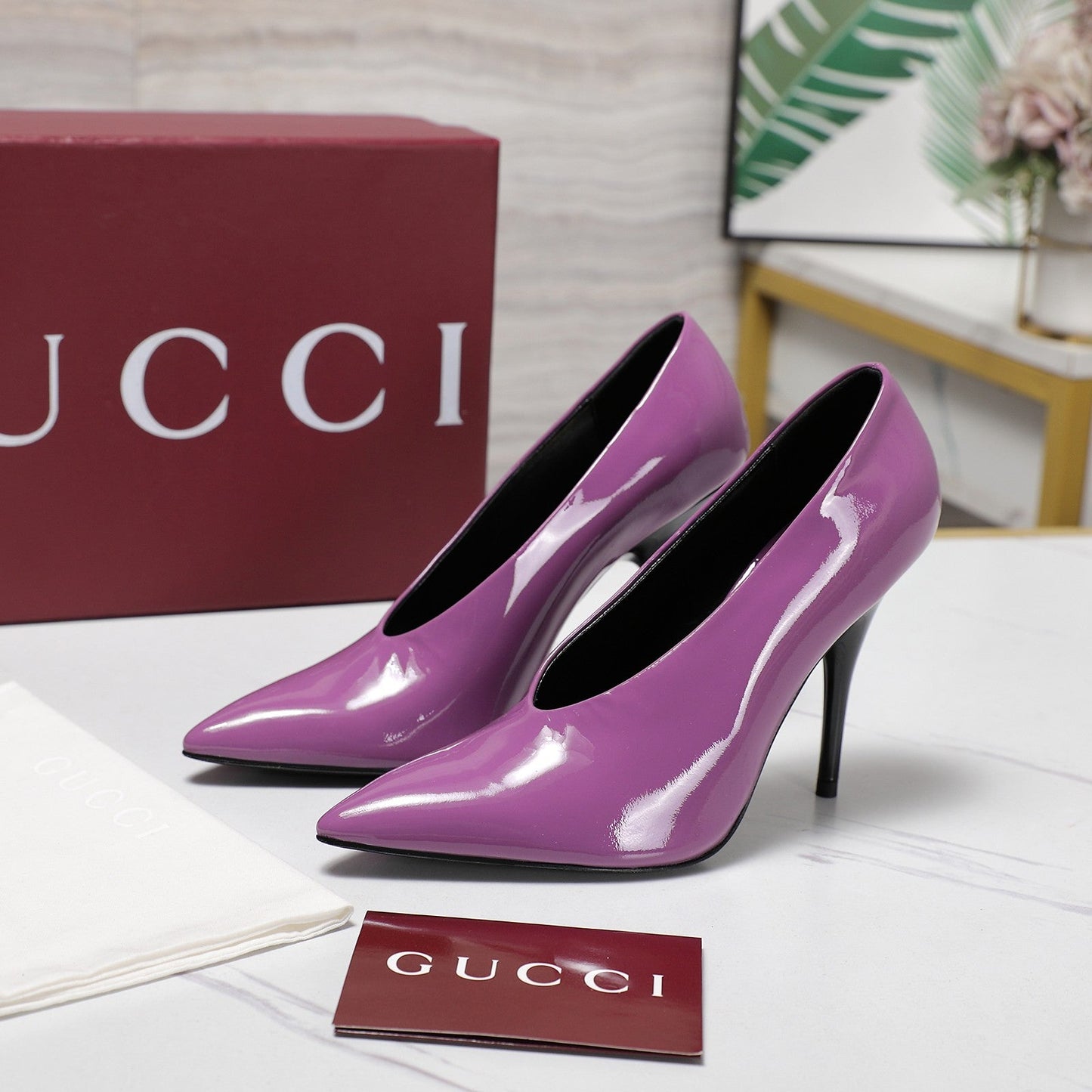 GG CLASSIC HIGH HEEL 105 IN PURPLE LAMBSKIN - 35