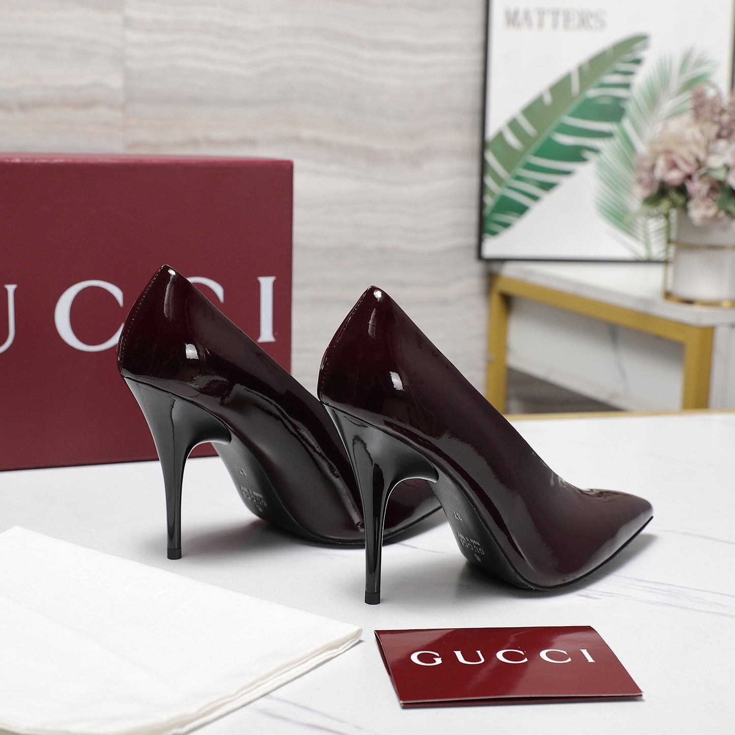 GG CLASSIC HIGH HEEL 105 IN DEEP WINE LAMBSKIN - 35