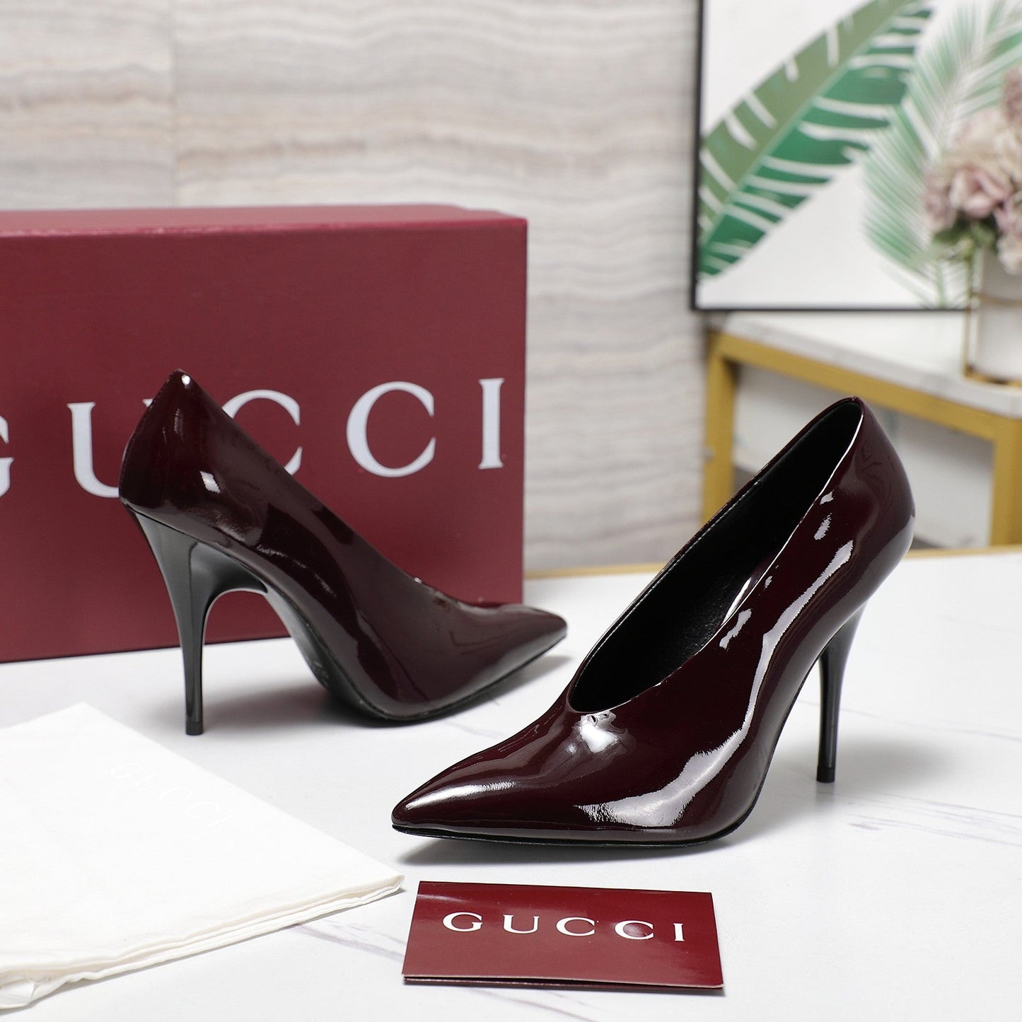 GG CLASSIC HIGH HEEL 105 IN DEEP WINE LAMBSKIN - 35