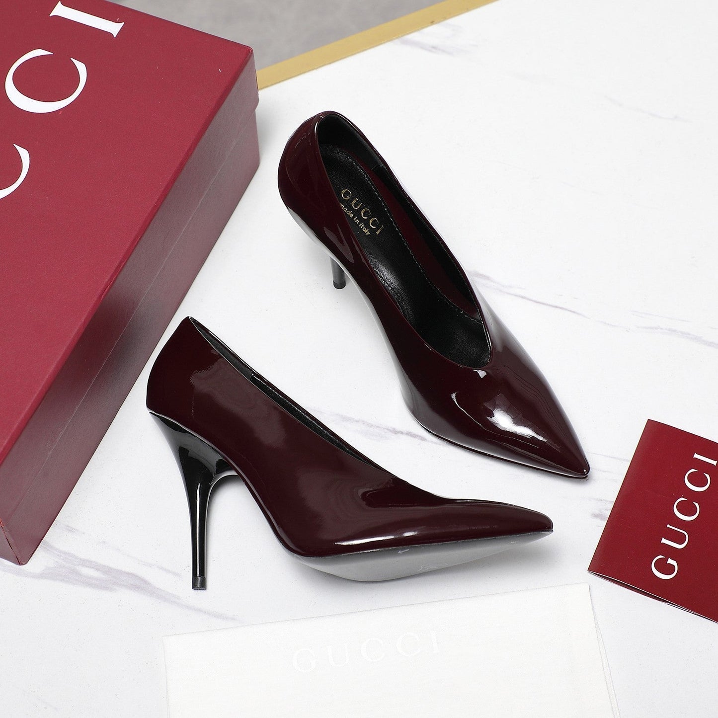 GG CLASSIC HIGH HEEL 105 IN DEEP WINE LAMBSKIN - 35