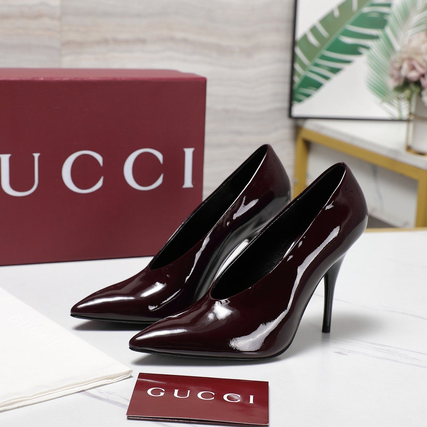 GG CLASSIC HIGH HEEL 105 IN DEEP WINE LAMBSKIN - 35