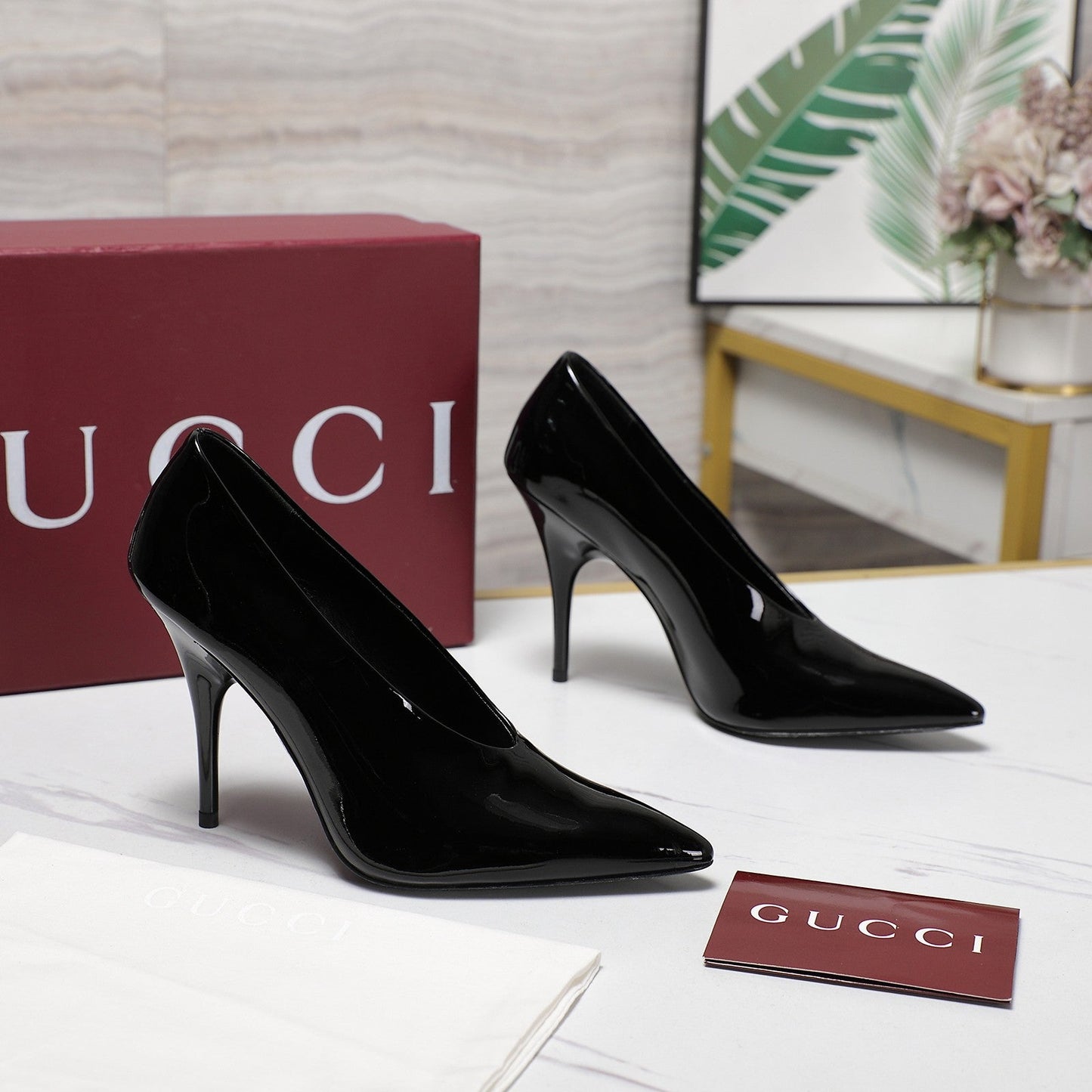 GG CLASSIC HIGH HEEL 105 IN BLACK LAMBSKIN - 35