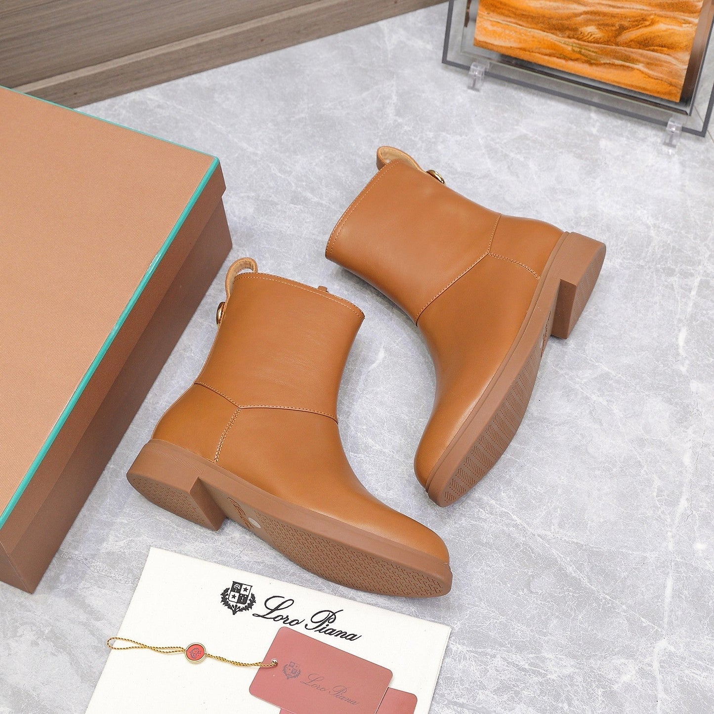 LP 25S KILDA ANKLE BOOT IN BURNT ORANGE CALFSKIN - 35