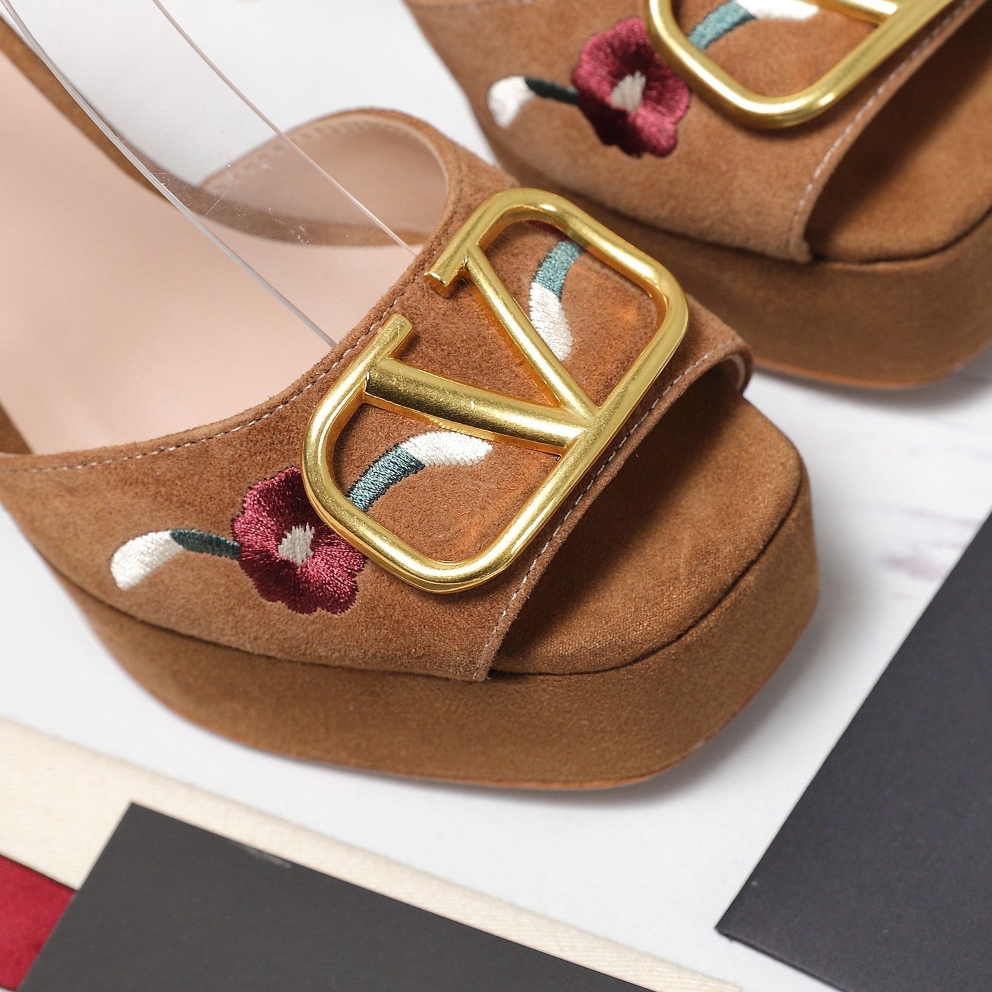 VALENTINO 25S GARAVANI VLOGO SIGNATURE HIGH-HEEL SANDALS 110 MM IN BROWN SUEDE - 35