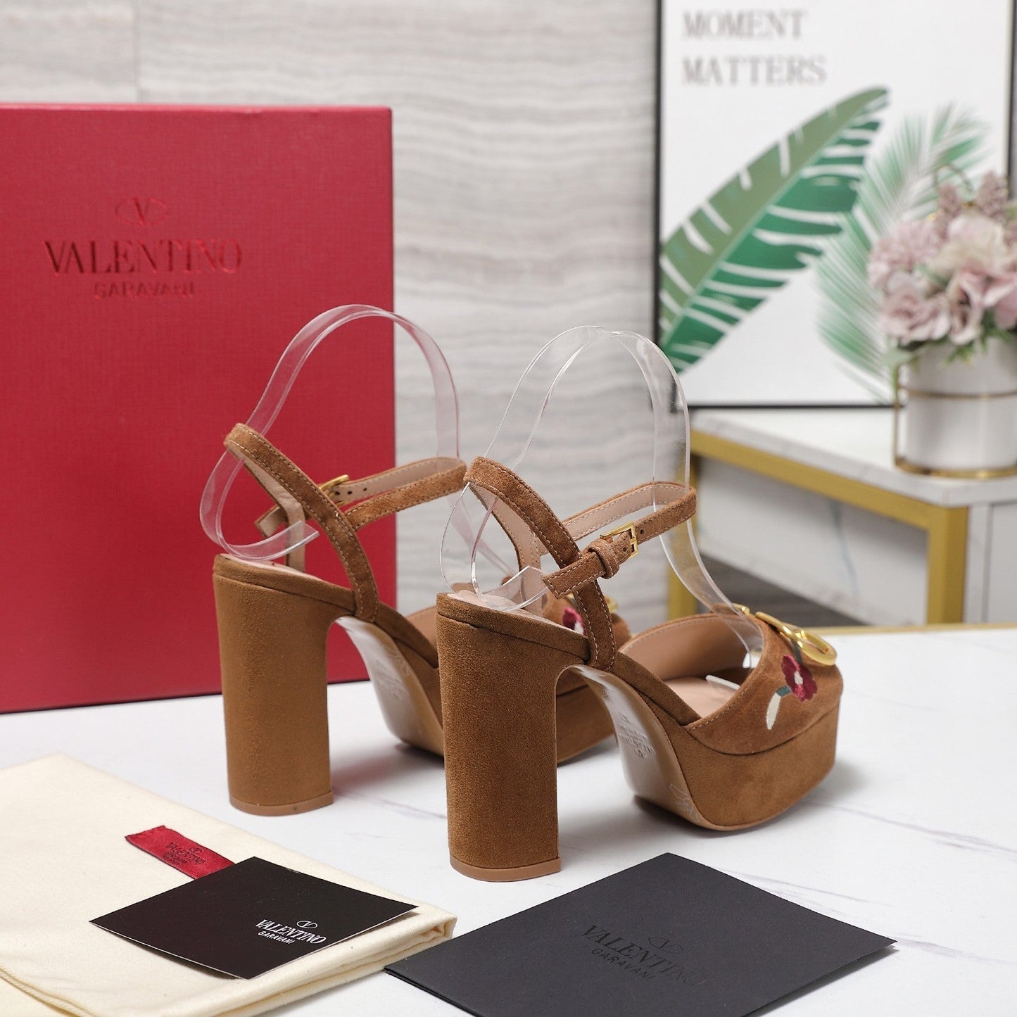 VALENTINO 25S GARAVANI VLOGO SIGNATURE HIGH-HEEL SANDALS 110 MM IN BROWN SUEDE - 35