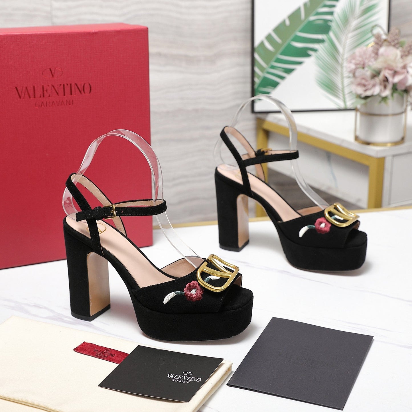 VALENTINO 25S GARAVANI VLOGO SIGNATURE HIGH-HEEL SANDALS 110 MM IN BLACK SUEDE - 35
