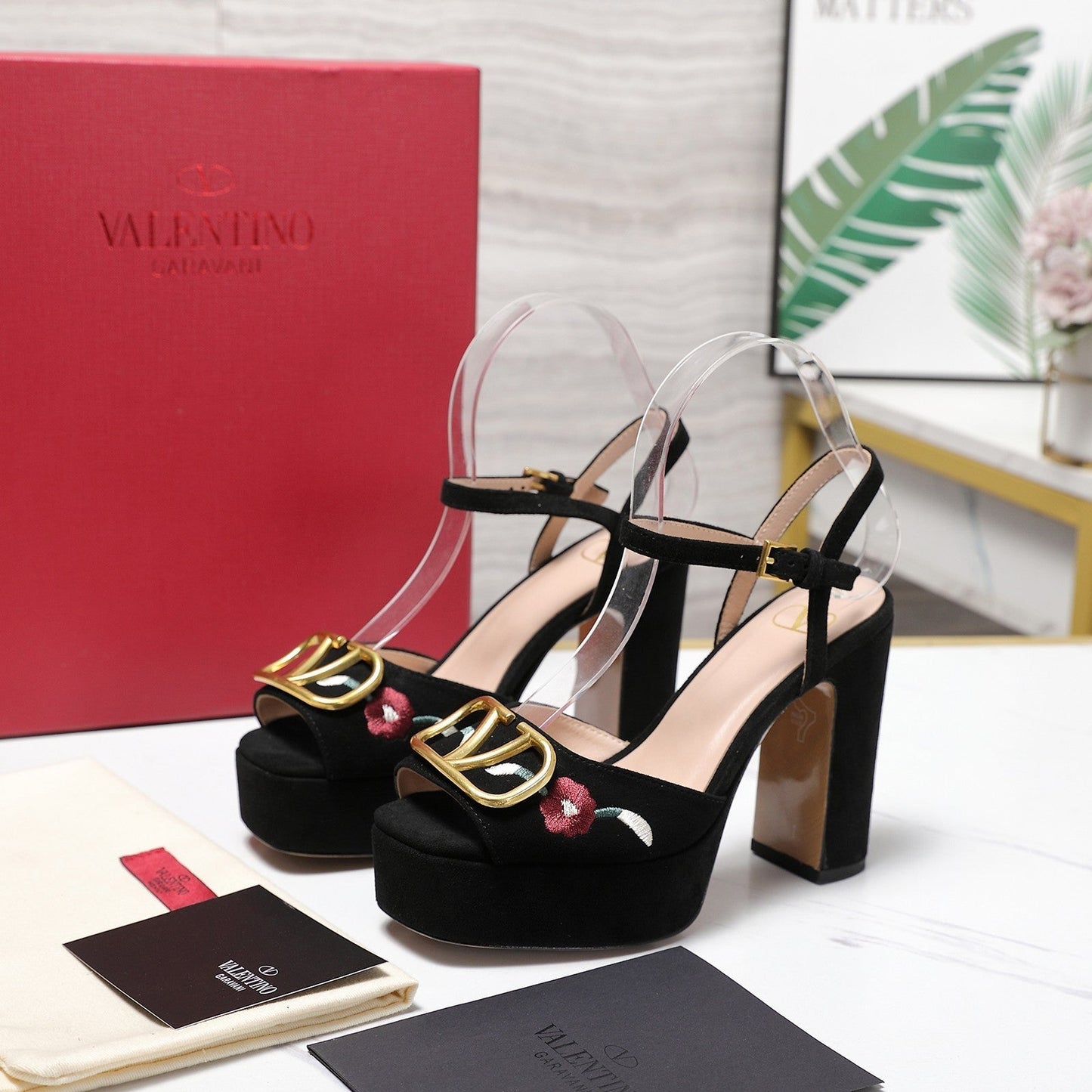 VALENTINO 25S GARAVANI VLOGO SIGNATURE HIGH-HEEL SANDALS 110 MM IN BLACK SUEDE - 35