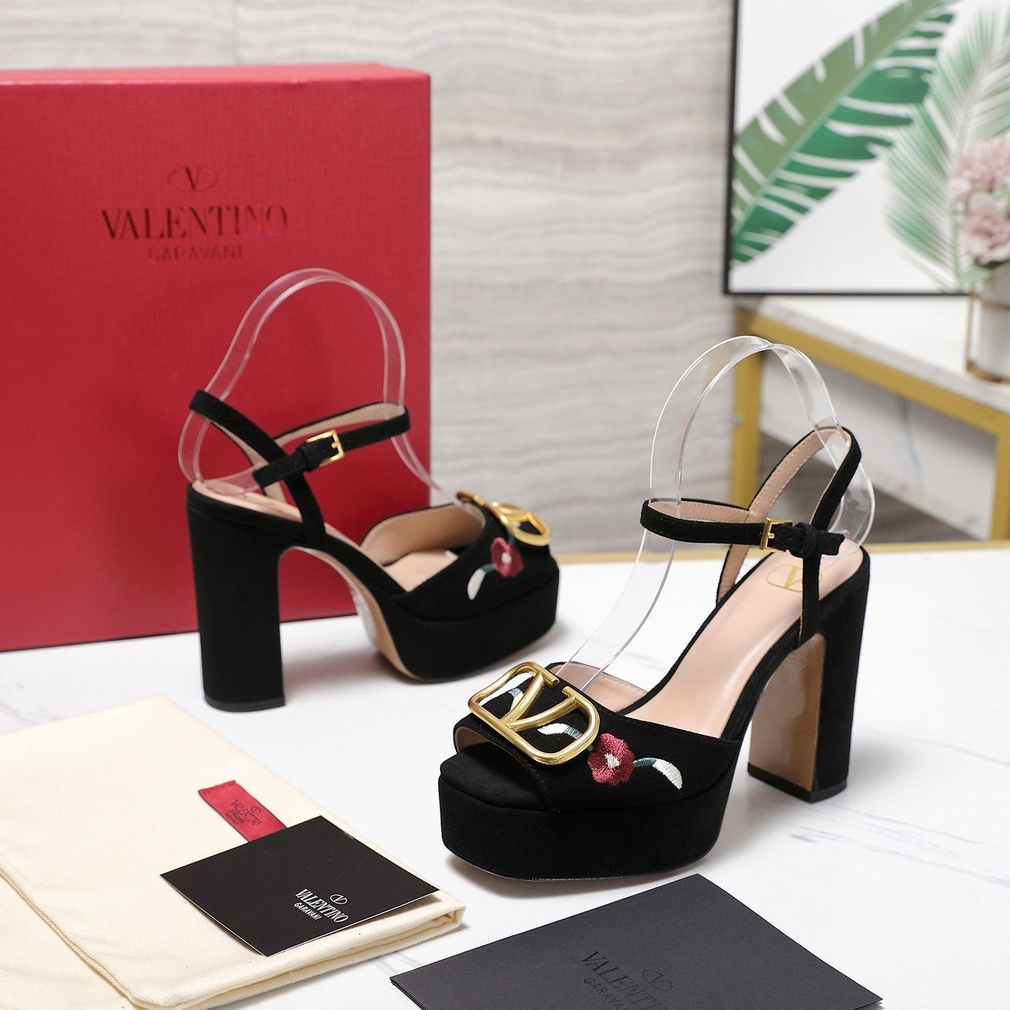 VALENTINO 25S GARAVANI VLOGO SIGNATURE HIGH-HEEL SANDALS 110 MM IN BLACK SUEDE - 35