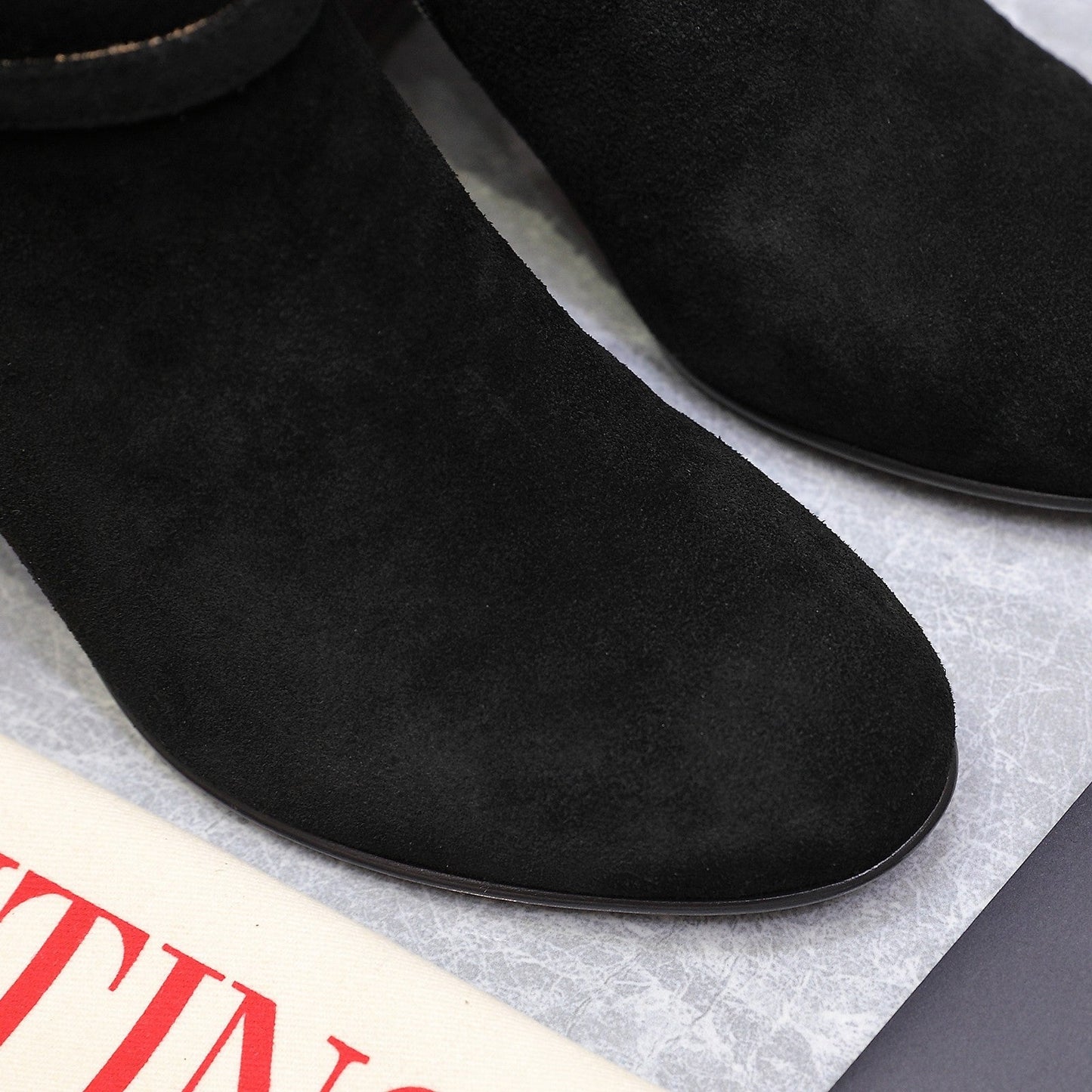 VALENTINO 25S GARAVANI VLOGO LOW BOOTS 80 MM IN BLACK SUEDE - 34