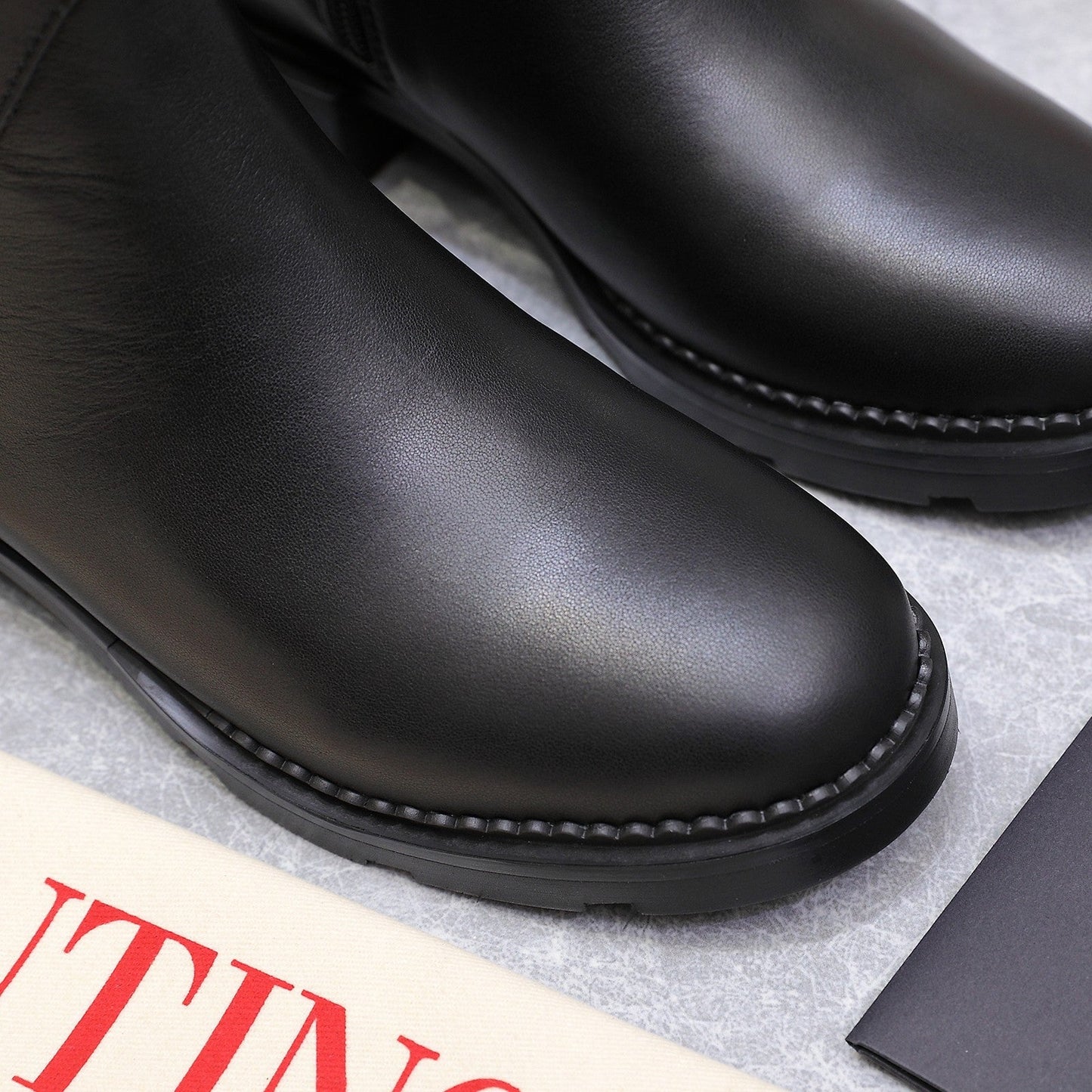 VALENTINO 25S FLAT ANKLE BOOTS IN BLACK CALFSKIN - 34