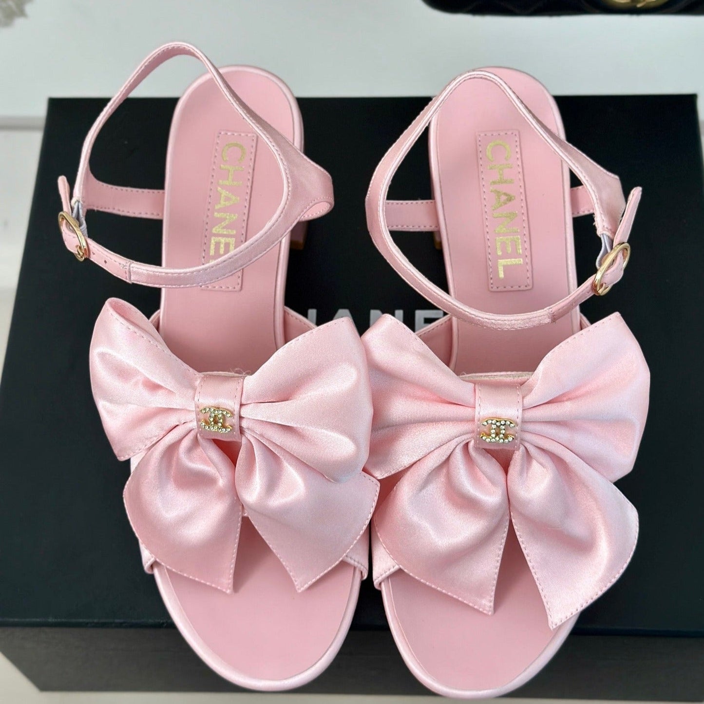Double CC Big Bow High Sandal Sheepskin Light Pink - 35