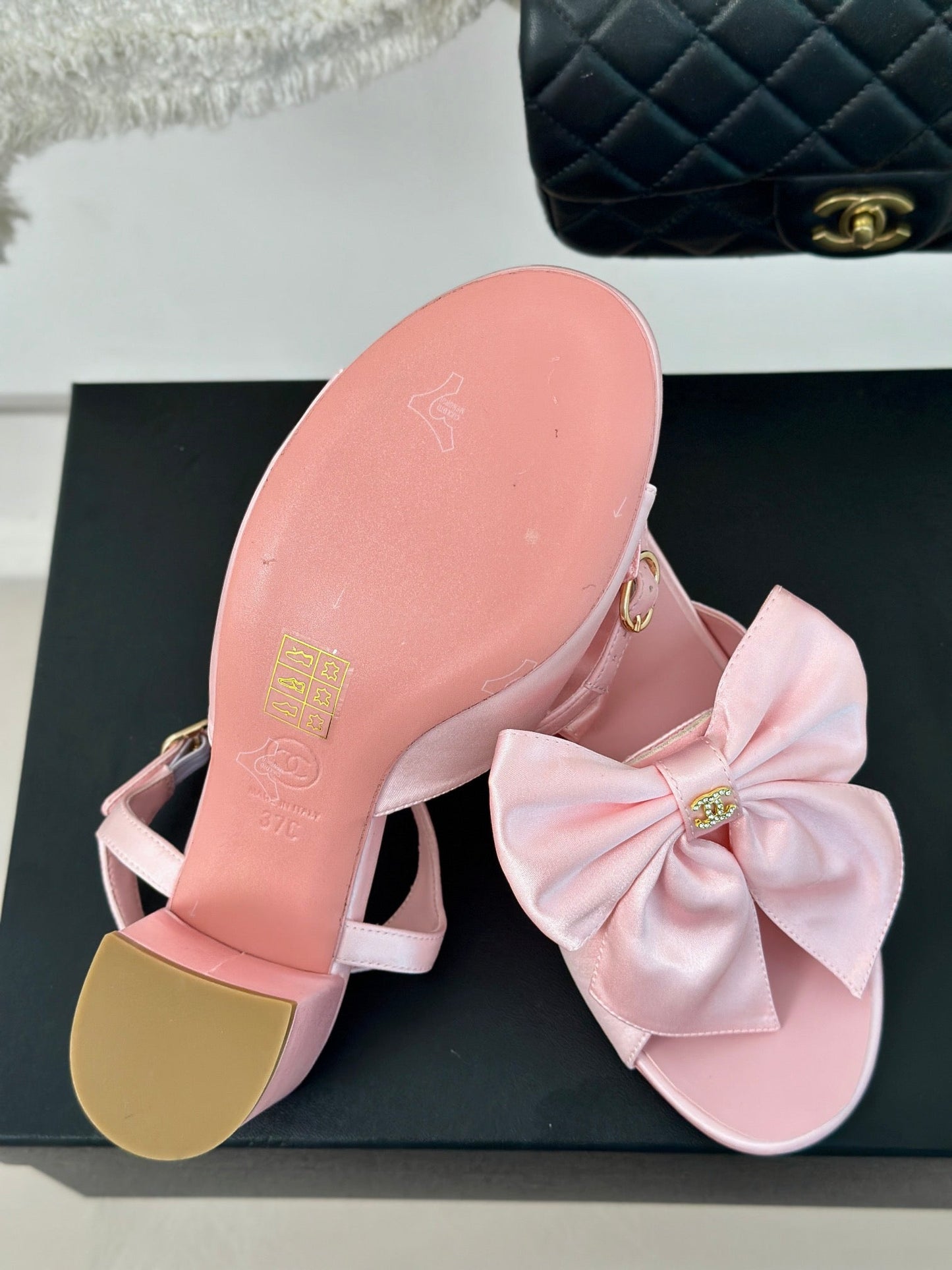 Double CC Big Bow High Sandal Sheepskin Light Pink - 35