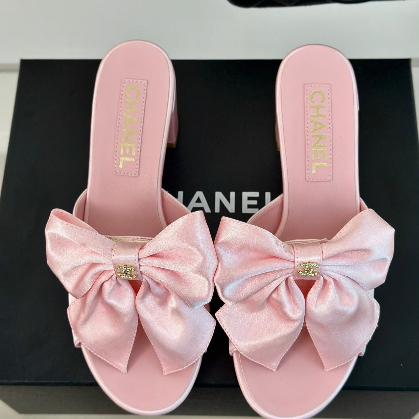 Double CC Big Bow High Heels Sheepskin Light Pink - 35